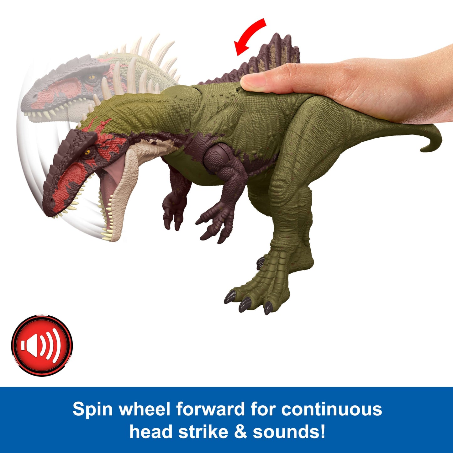 Jurassic World Battle Roarin’ Becklespinax Dinosaur Action Figure Toy, Rampage Strike