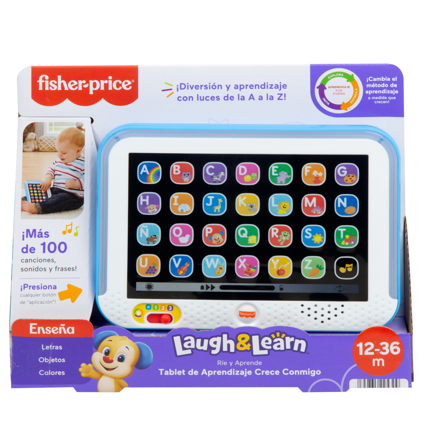 Fisher-Price Ríe y Aprende Juguete para Bebés Tablet De Aprendizaje Crece Conmigo Azul