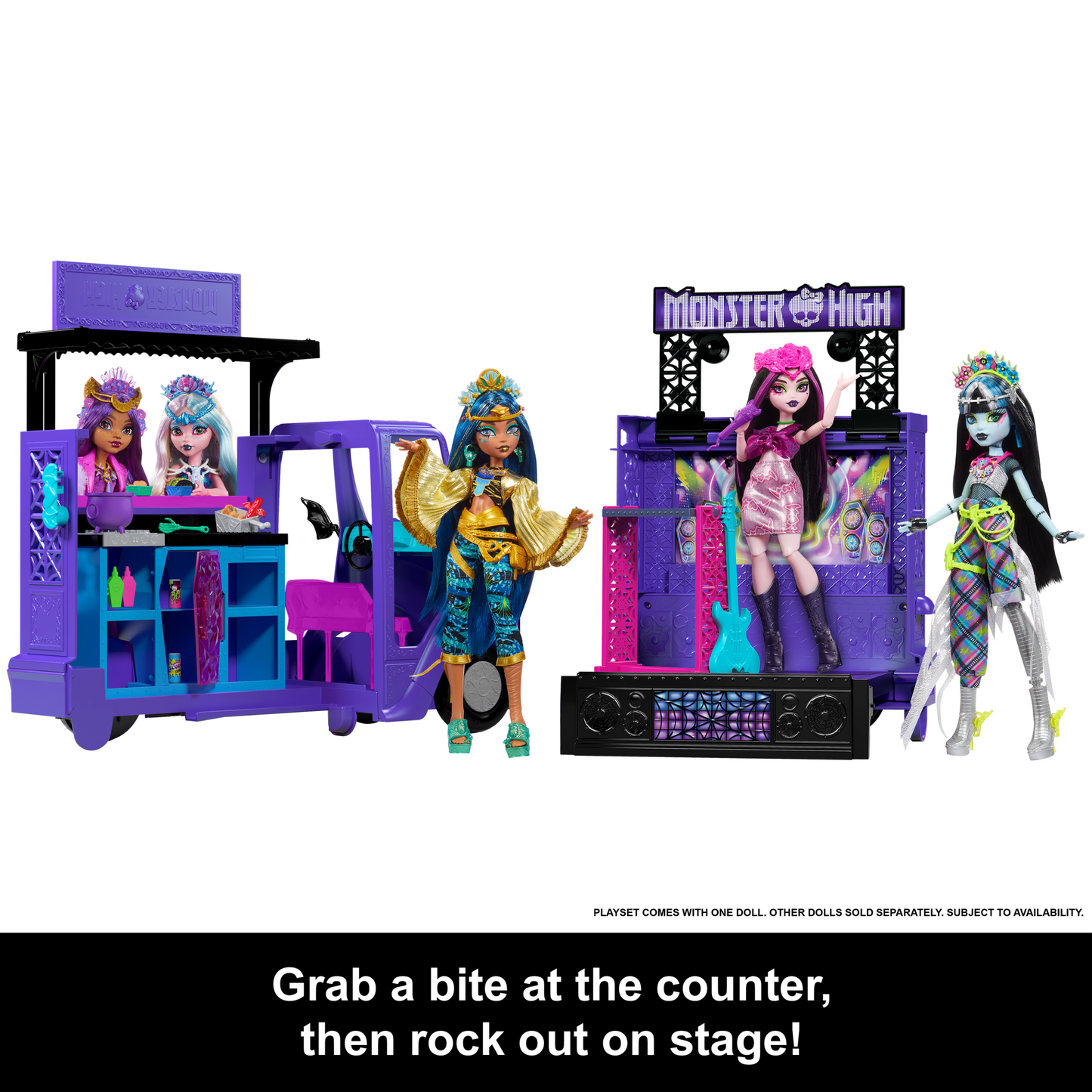 Monster High Draculaura Doll And Fangtastic Rockin’ Food Truck Playset With 13+ Themed Accessoriescessories