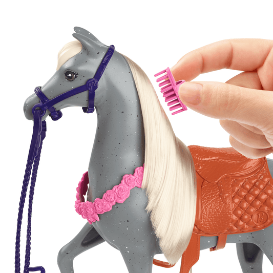 Barbie World Horse Stable Playset With Toy Horse, Jump, & Accessories, 7-Piece Set