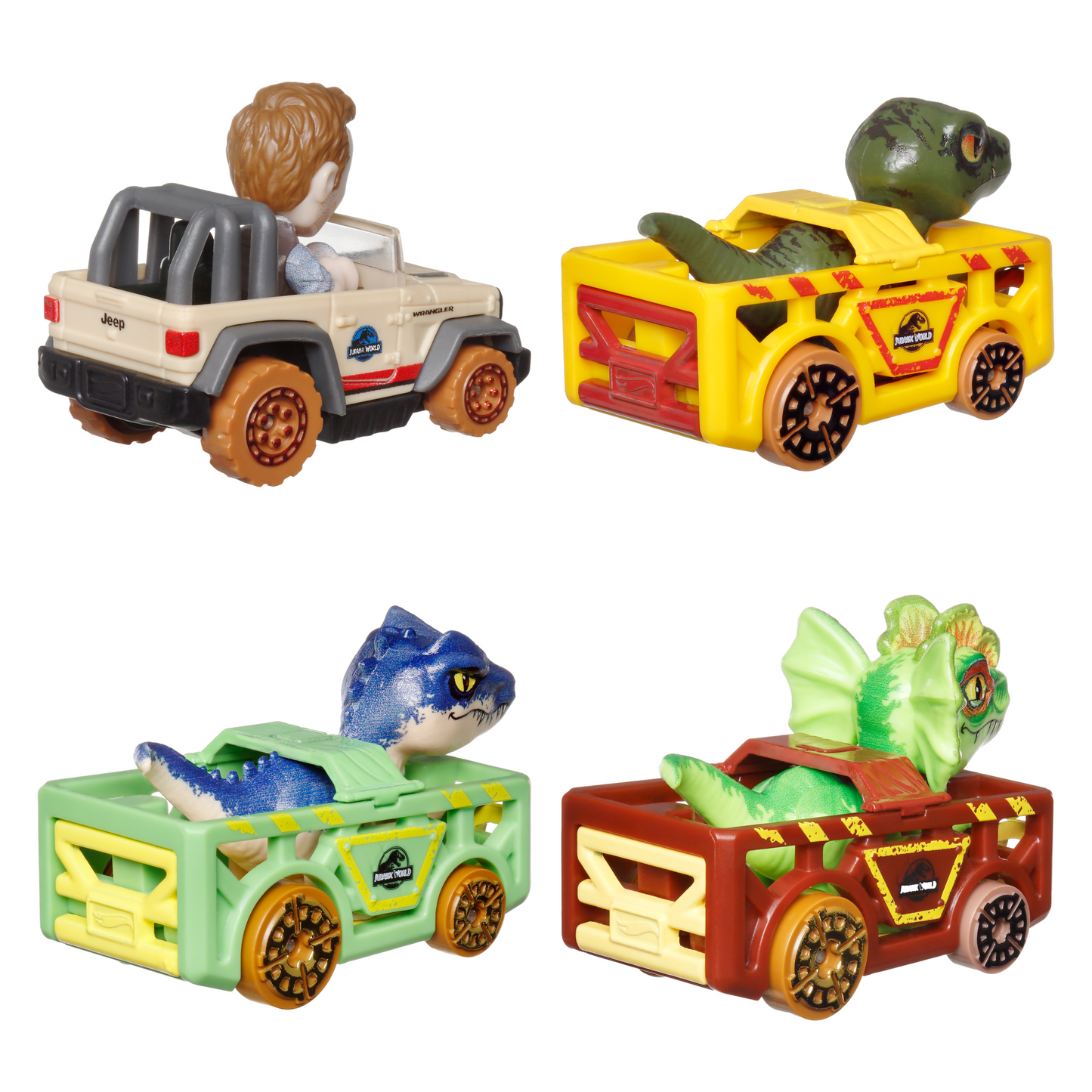 Hot Wheels RacerVerse Vehículo de Juguete Cuatro Autos de Carrera Jurassic World
