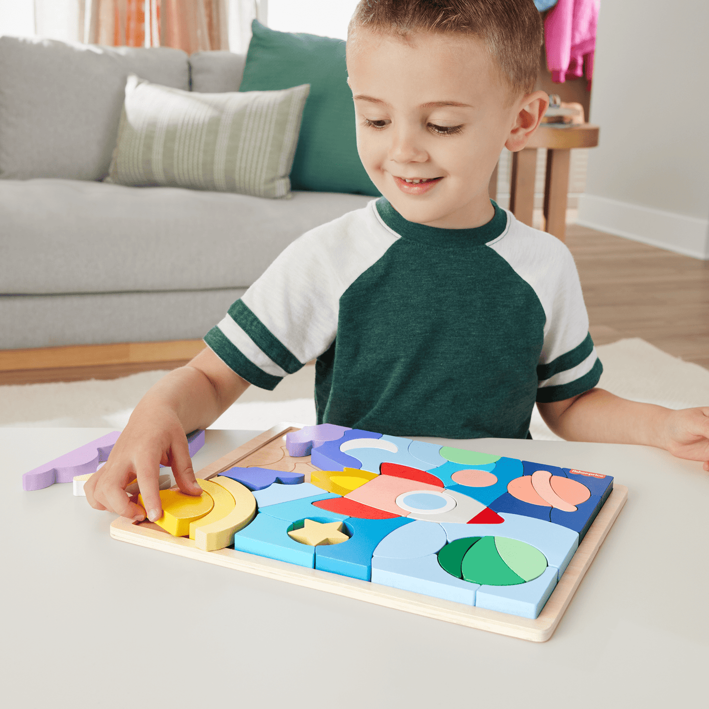 Fisher-Price  Casse-Tête de L’Espace en Bois, 42Éléments en Bois