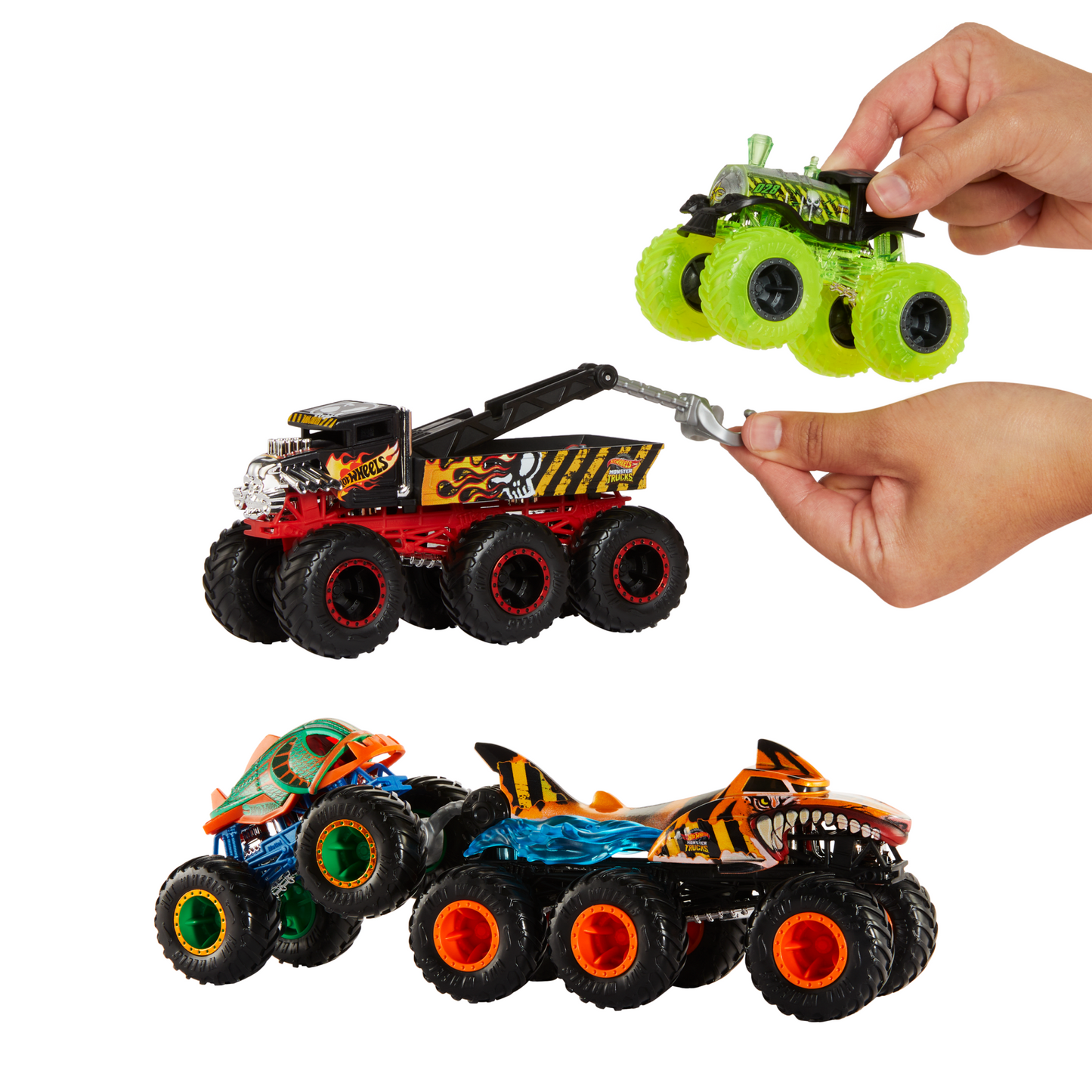 Hot Wheels Monster Trucks Veículo de Brinquedo Caminhões Reboque Surpresa Escala 1:64