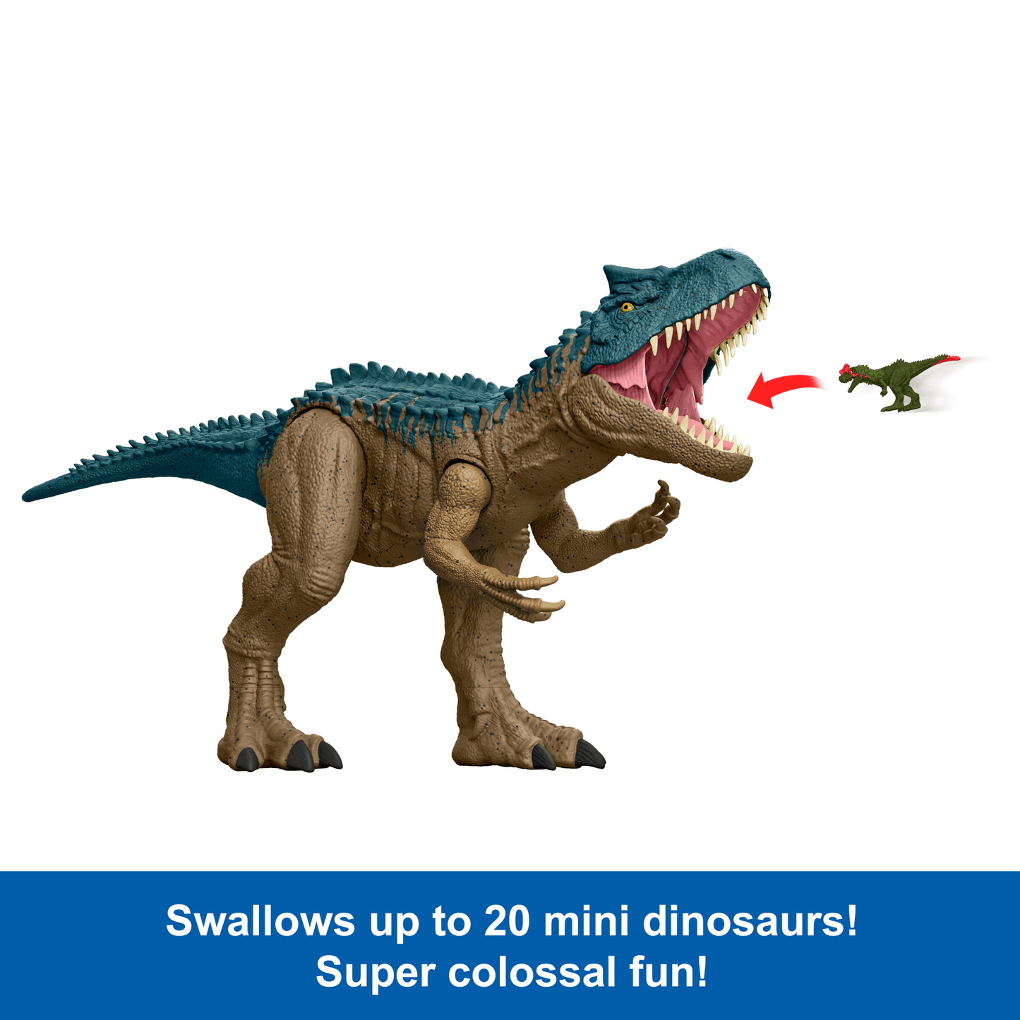 Jurassic World Super Colossal Allosaurus Dinosaur Action Figure Toy 38 inches Long, Swallows Minis