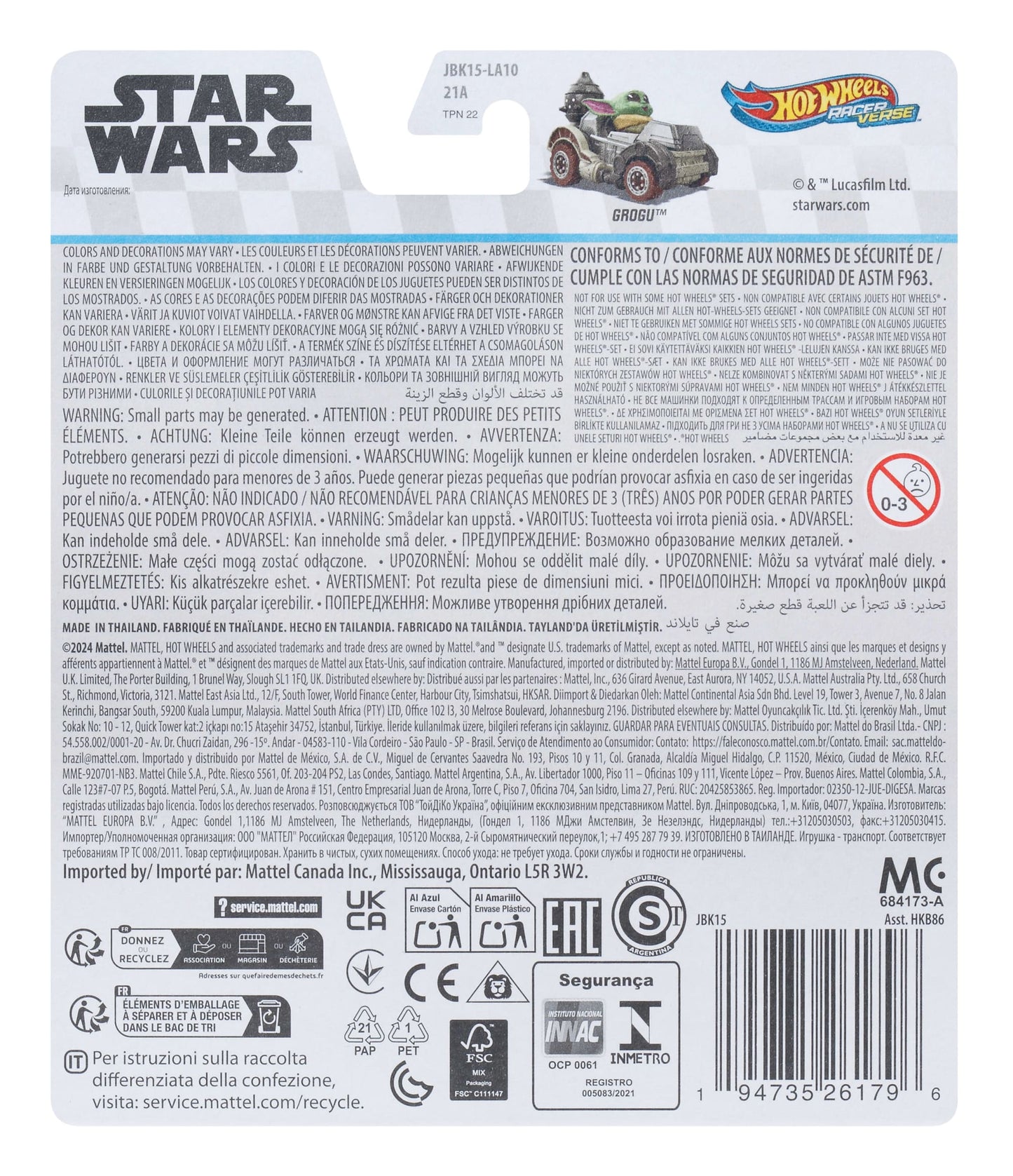 Hot Wheels RacerVerse Vehículo de Juguete Grogu