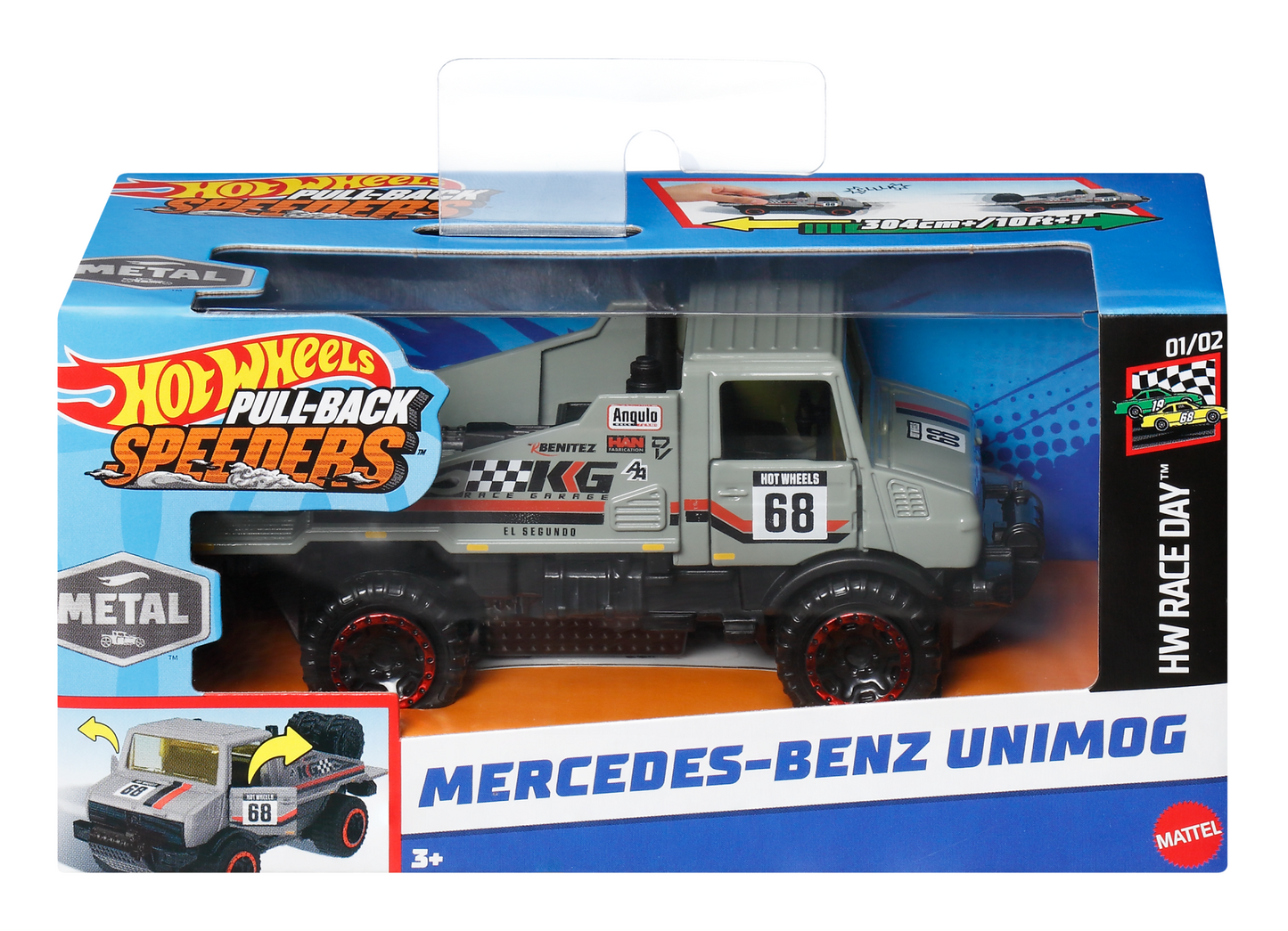 Hot Wheels Pull-Back Speeders Toy Car in 1:43 Scale, Pull Car Backward & Release To Race