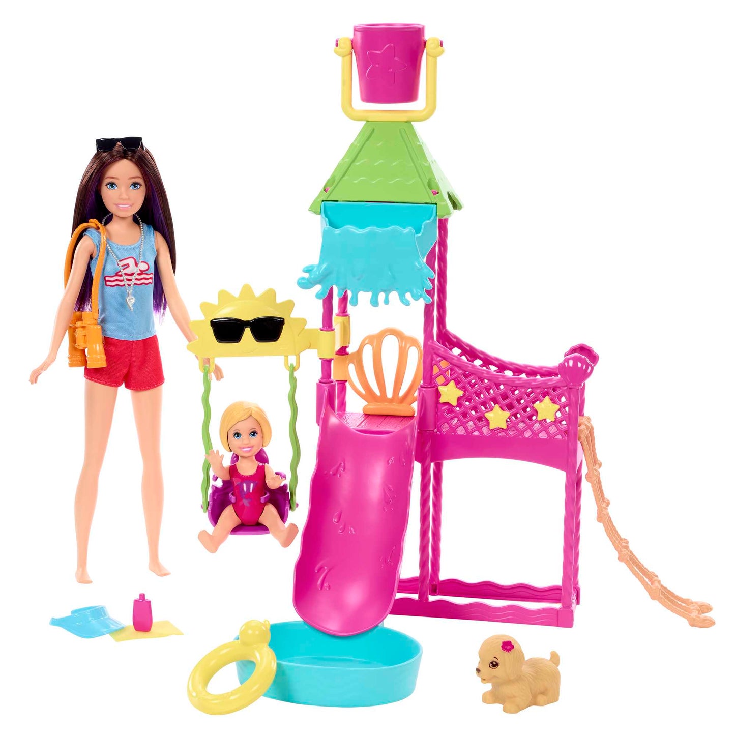 Barbie®-Skipper Premiers Jobs Coffret Parc Aquatique, Avec Toboggan