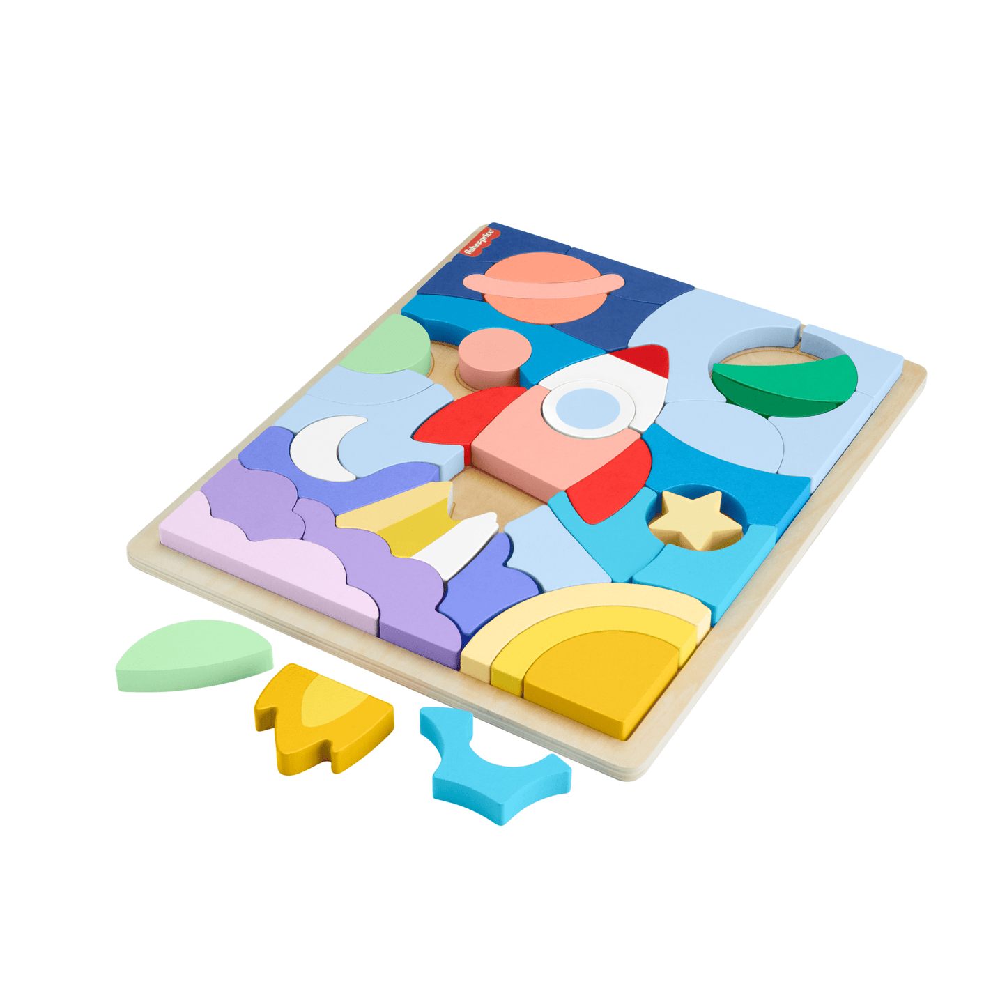 Fisher-Price  Casse-Tête de L’Espace en Bois, 42Éléments en Bois
