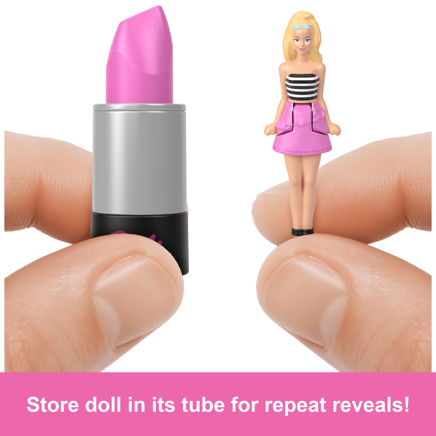 Barbie Mini Barbieland Fashionistas Dolls, 1.5-inch Dolls in Lipstick Tube, Surprise Reveal