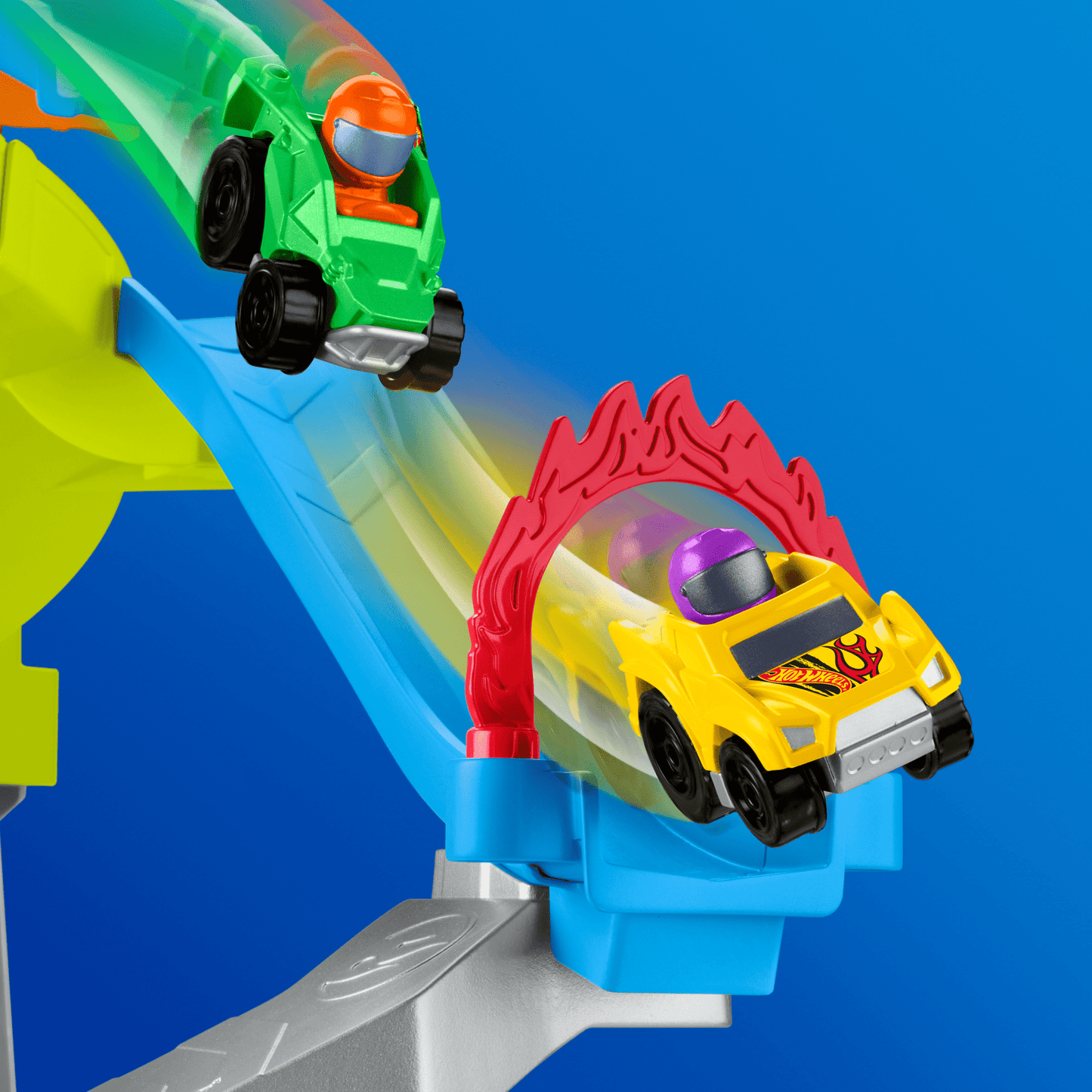 Little People  Hot Wheels  Circuit Cascades Spirales, 2 Véhicules