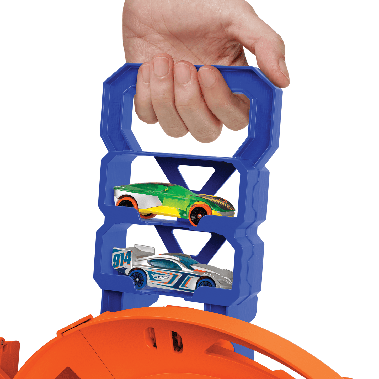Hot Wheels Whip Around Raceway, 2 Toy Cars in 1:64 Scale, Storage