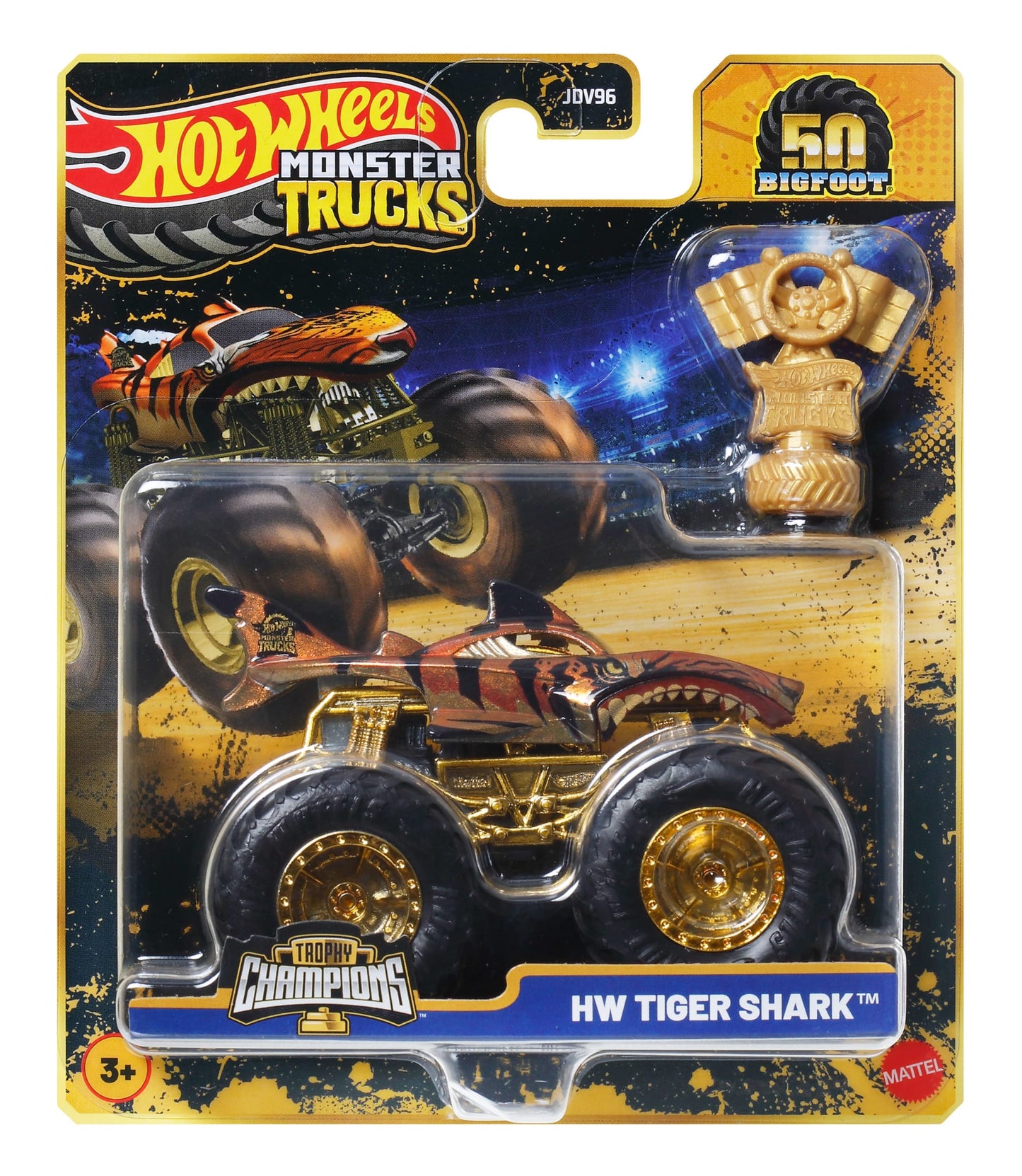 Hot Wheels Monster Trucks Trophy Champions Premium Die-Cast 1:64 Scale & Trophy