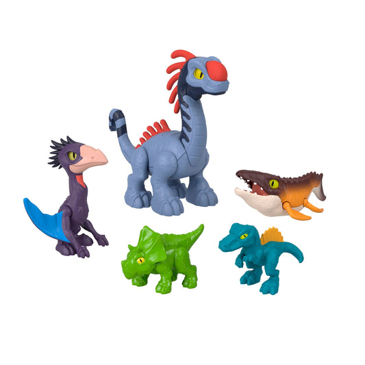 Imaginext Jurassic World Dinosaurio de Juguete Rebirth Paquete de Dinos Tierra, Aire y Mar