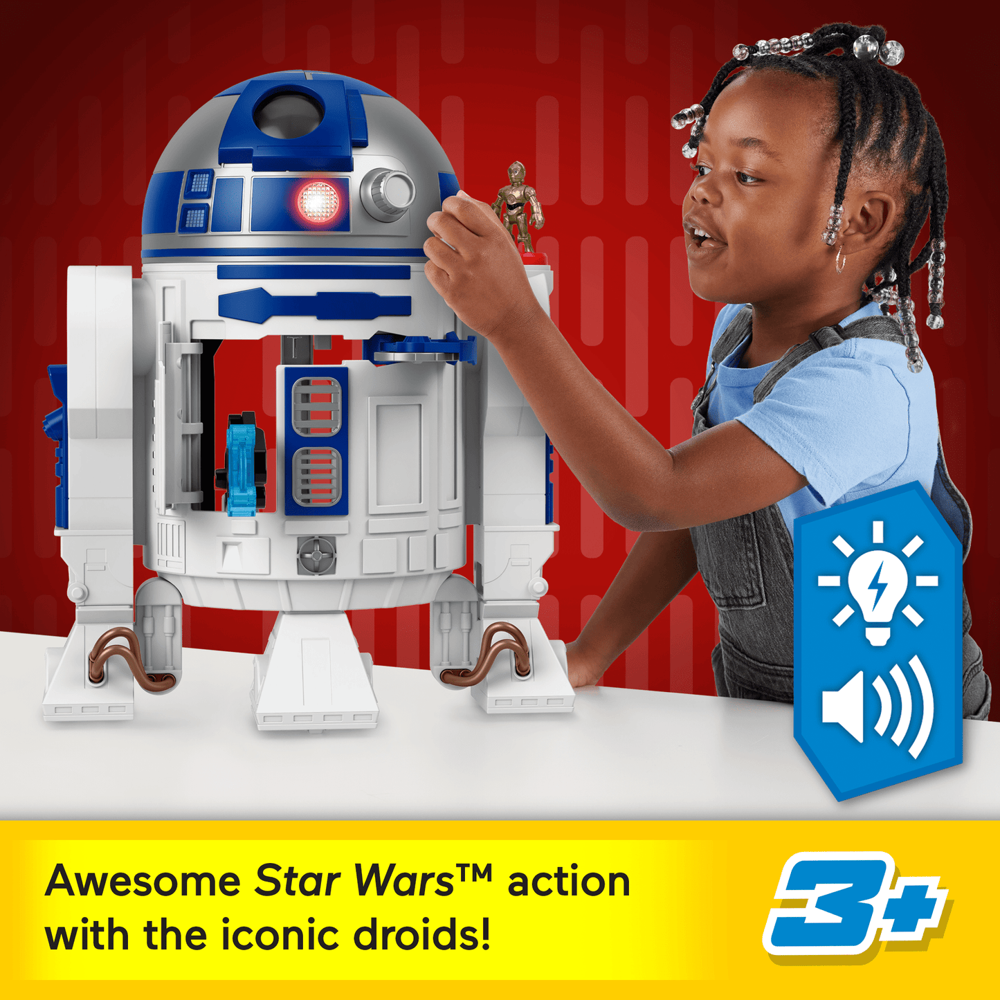 Imaginext Star Wars R2-D2 Toy With Lights Sounds & C-3Po Character Key For Kids