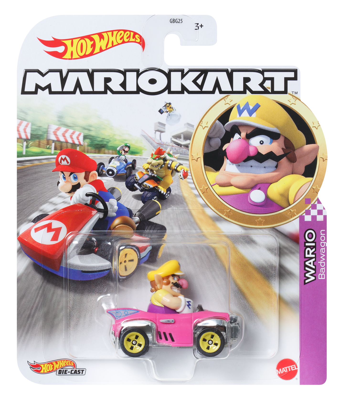 Hot Wheels Mario Kart Vehículo de Juguete Wario Badwagon