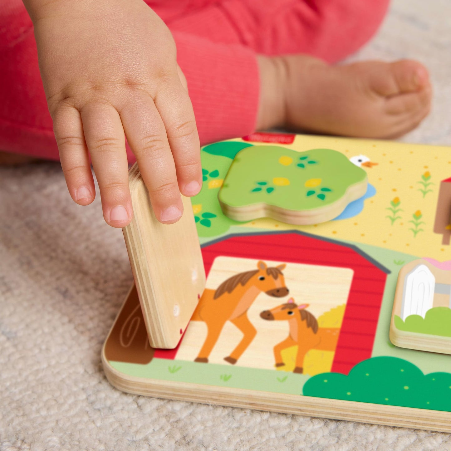 Fisher-Price-La Planche en Bois des Animaux de La Ferme-Pour Bébé
