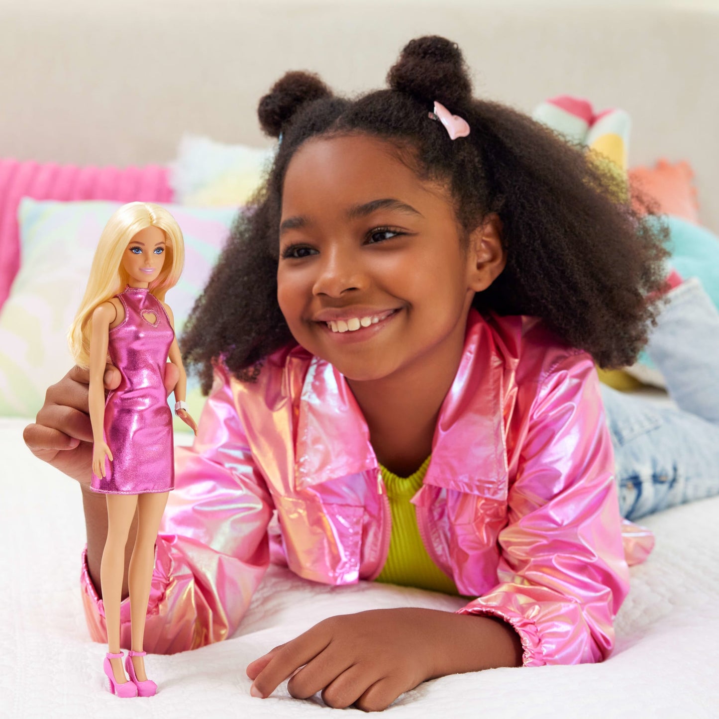 Barbie Fashionista Boneca Vestido Rosa de Pele