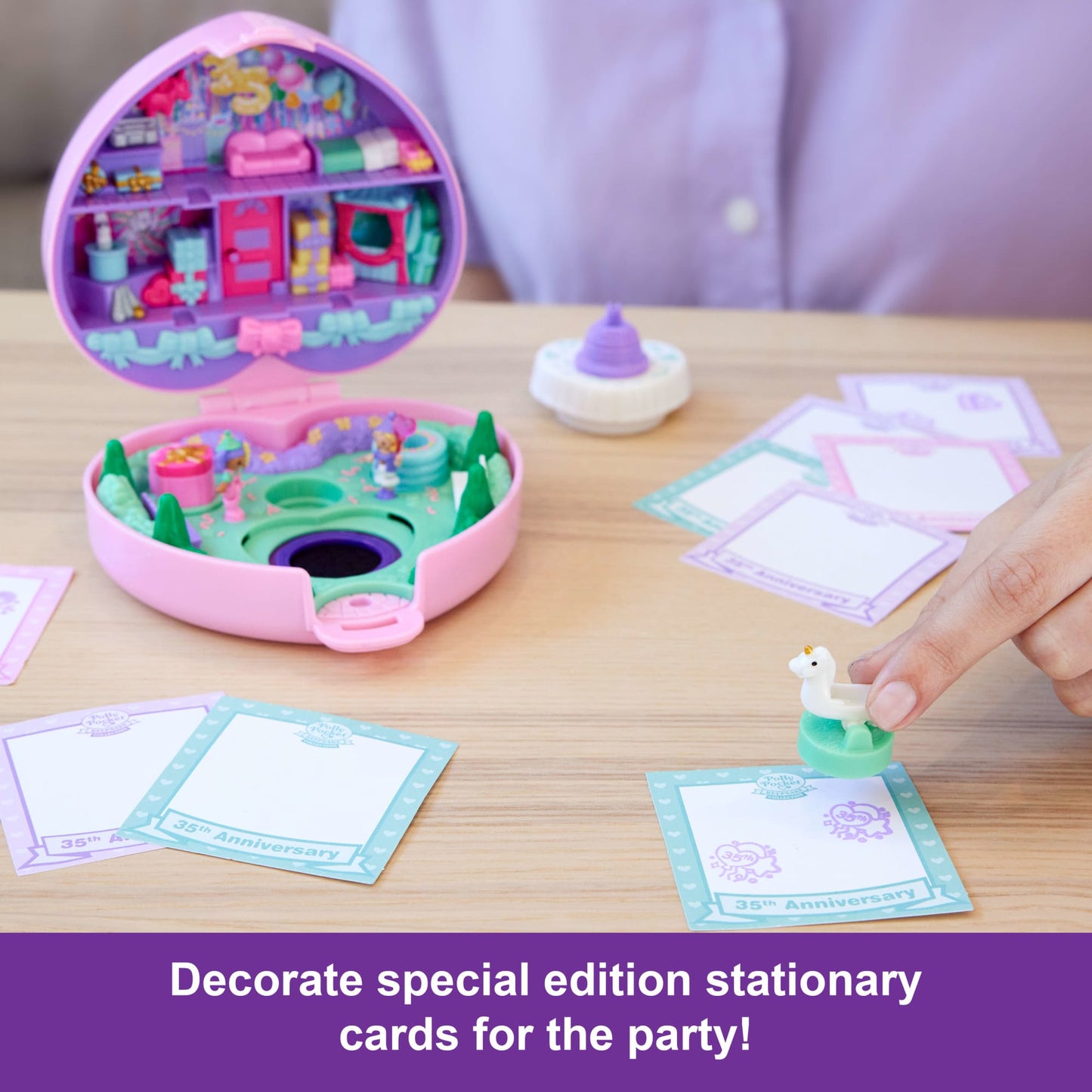 Polly Pocket Dolls And Playset, Collector Heritage Compact, 35Th Birthday Partytime Stamper