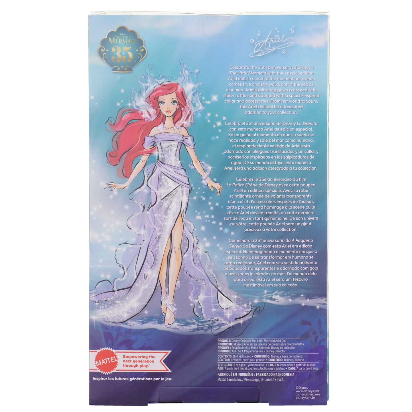 Disney Collector The Little Mermaid Ariel 35th Anniversary Doll, Gifts For Kids And Collectors