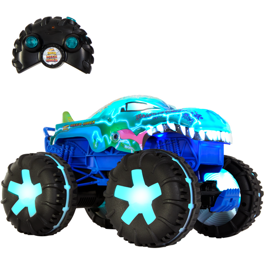 Hot Wheels Monster Trucks 1:15 Scale MEGA-Wrex Alive Remote-Control Vehicle, Battery-Powered RC With interactive Lights & Sounds
