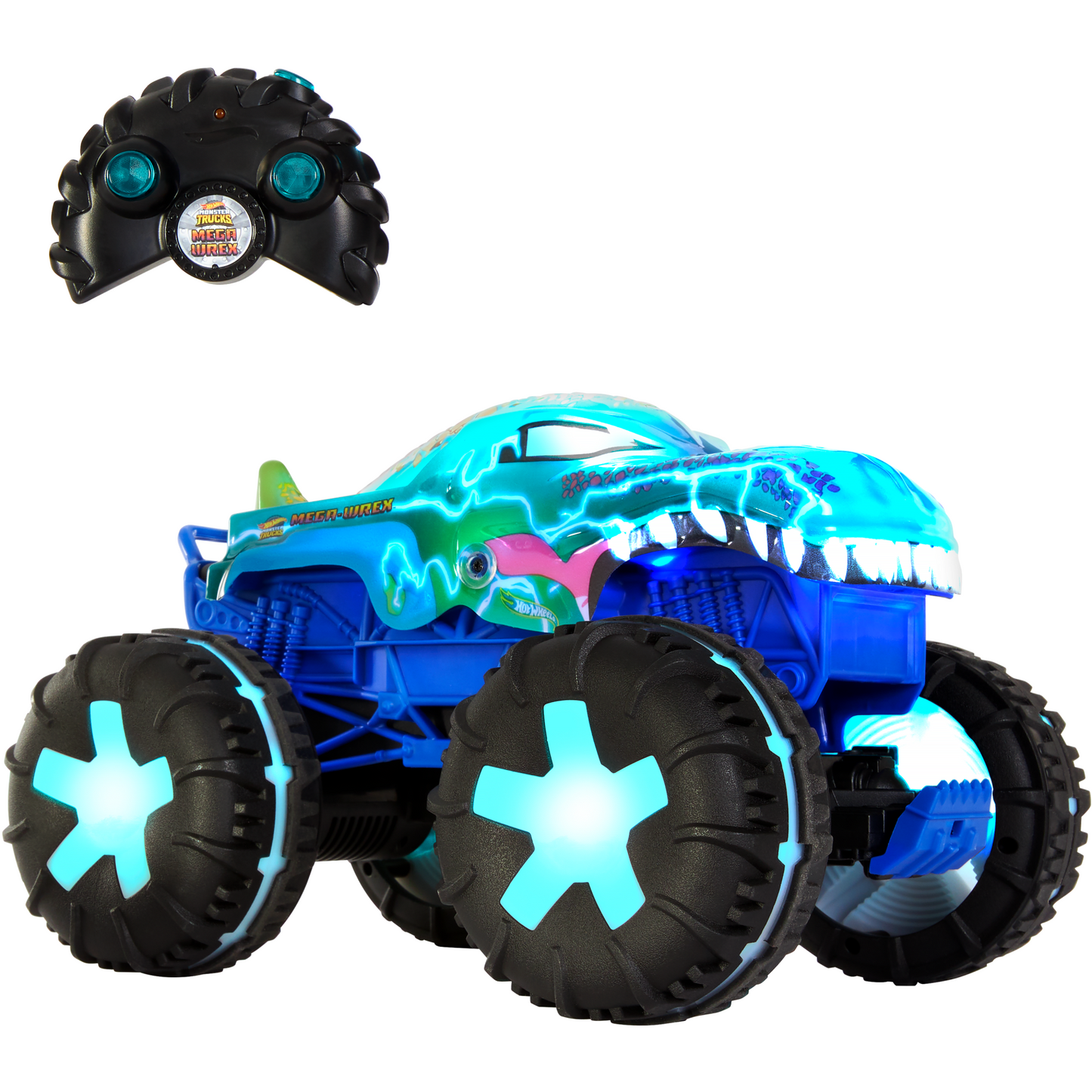Hot Wheels Monster Trucks Vehículo a Control Remoto Mega Wrex Luces y Sonidos Escala 1:15