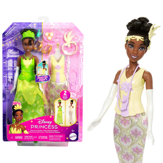 Disney Princess 2-In-1 Stories Tiana Fashion Doll With 2 Snap-On Bodices, 2 Skirts & 9 Accessories