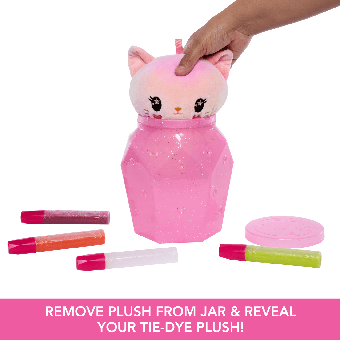 Barbie Tie-Dye Reveal Plush Toy, 7-Inch Stuffed Animal With Diy Washable Fabric Craft