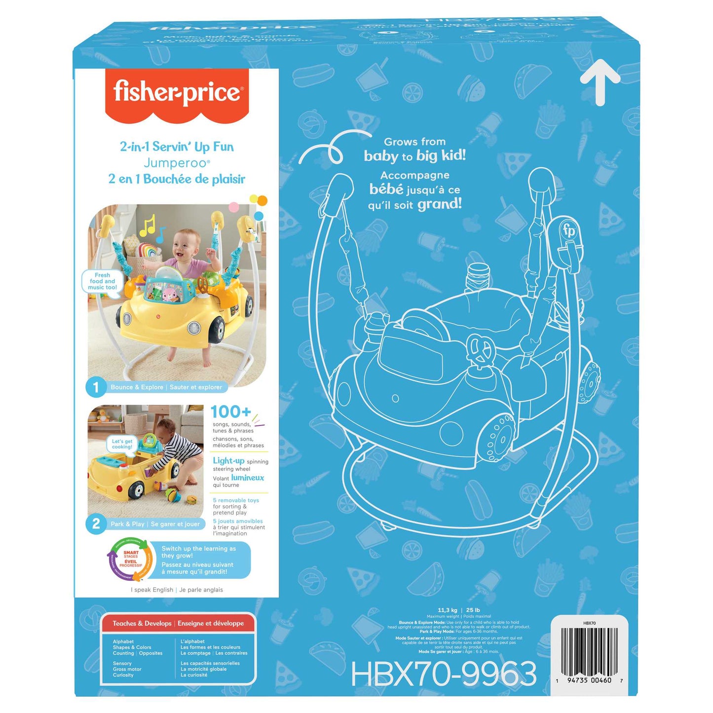 Fisher-Price  Jumperoo2 en 1Bouchée de Plaisir, Centre D’Activités