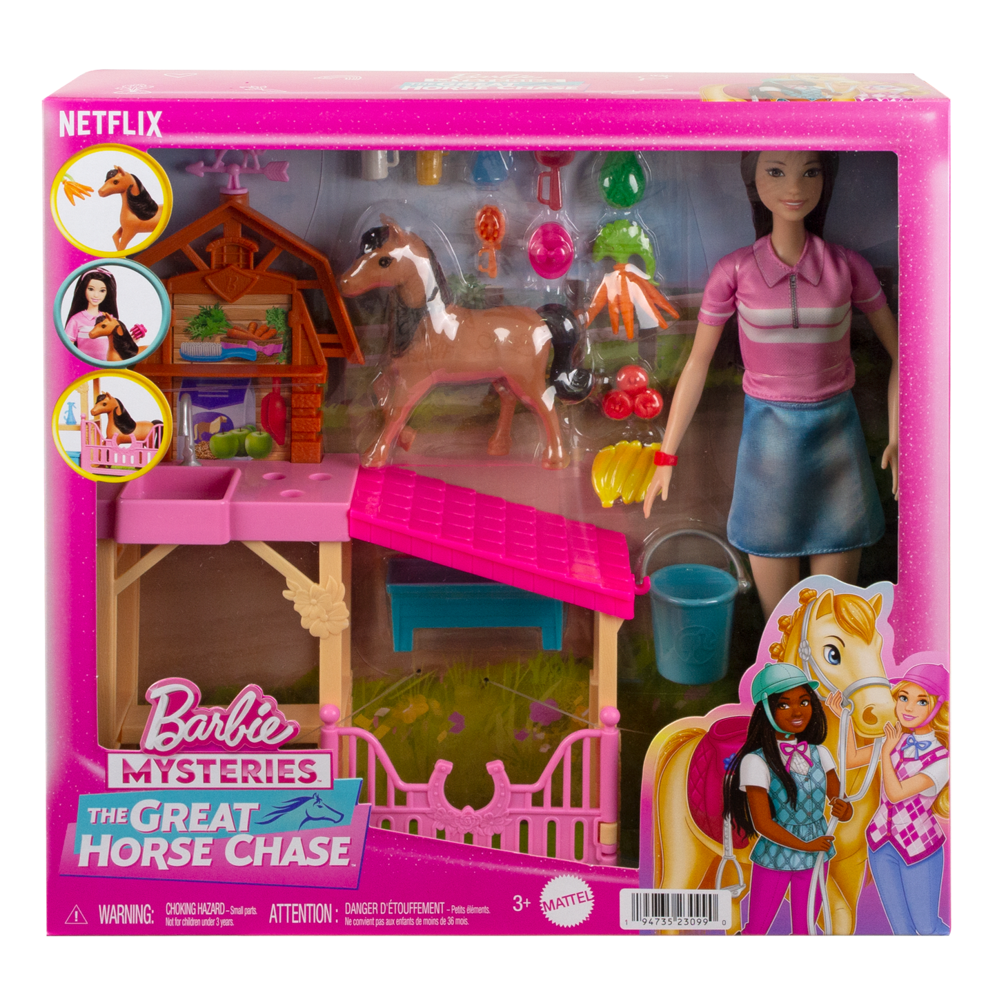Barbie Detective La Gran Carrera de Caballos Set de Juego Cuidado de Ponys con Renee