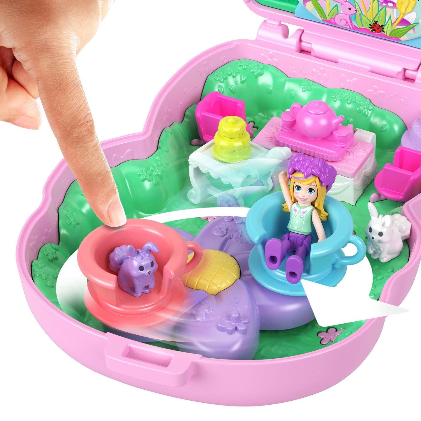 Polly Pocket Coffret Lapin Heure du Thé, Micro-Poupée, Lapins, Acc.