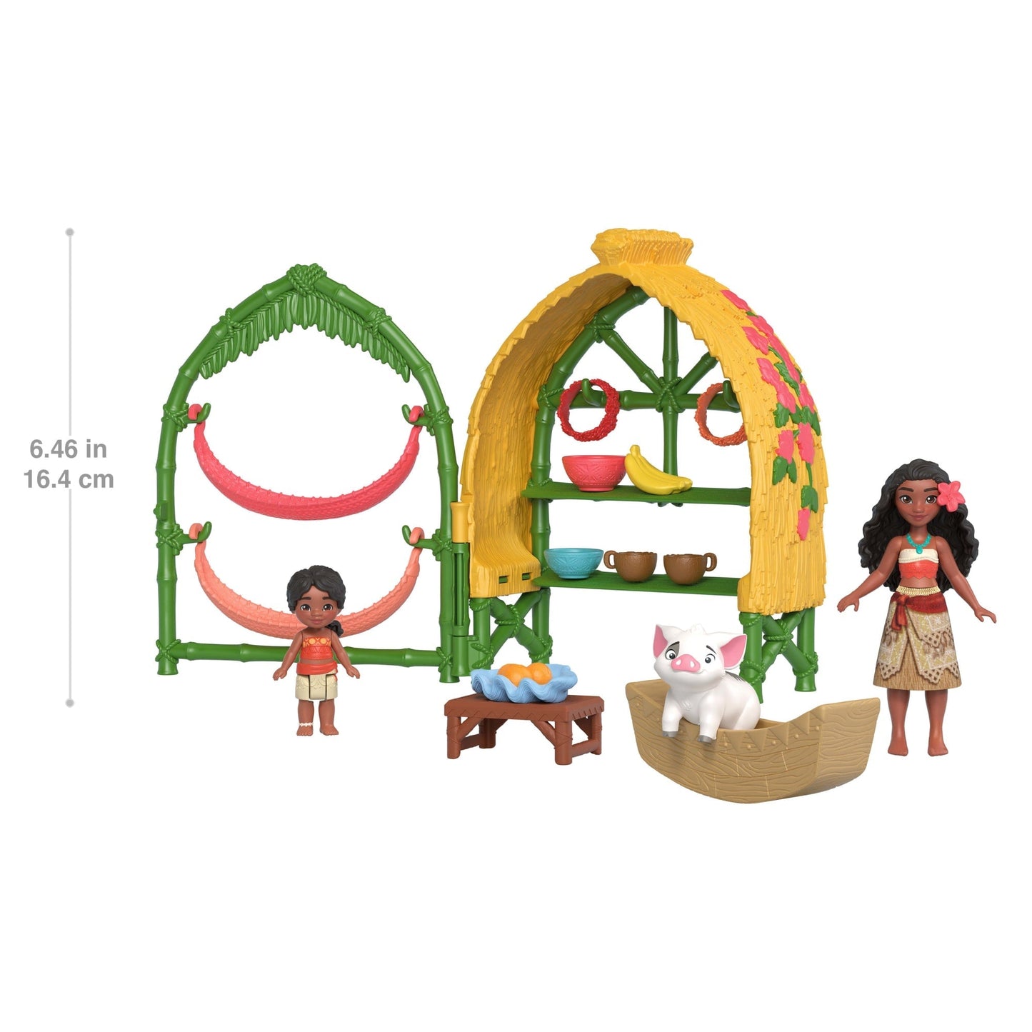 Disney Moana 2 Toys, Moana & Simea Village Home Playset, 2 Small Dolls, Friend Figure & 15 Accessories