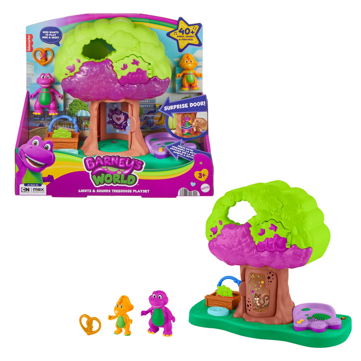 Fisher-Price Barney's World Lights & Sounds Treehouse Playset With Figures For Preschool Kids