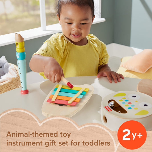 Fisher-Price Wooden Musical instruments Gift Set Toddler Creative Play, 6 Wood Pieces