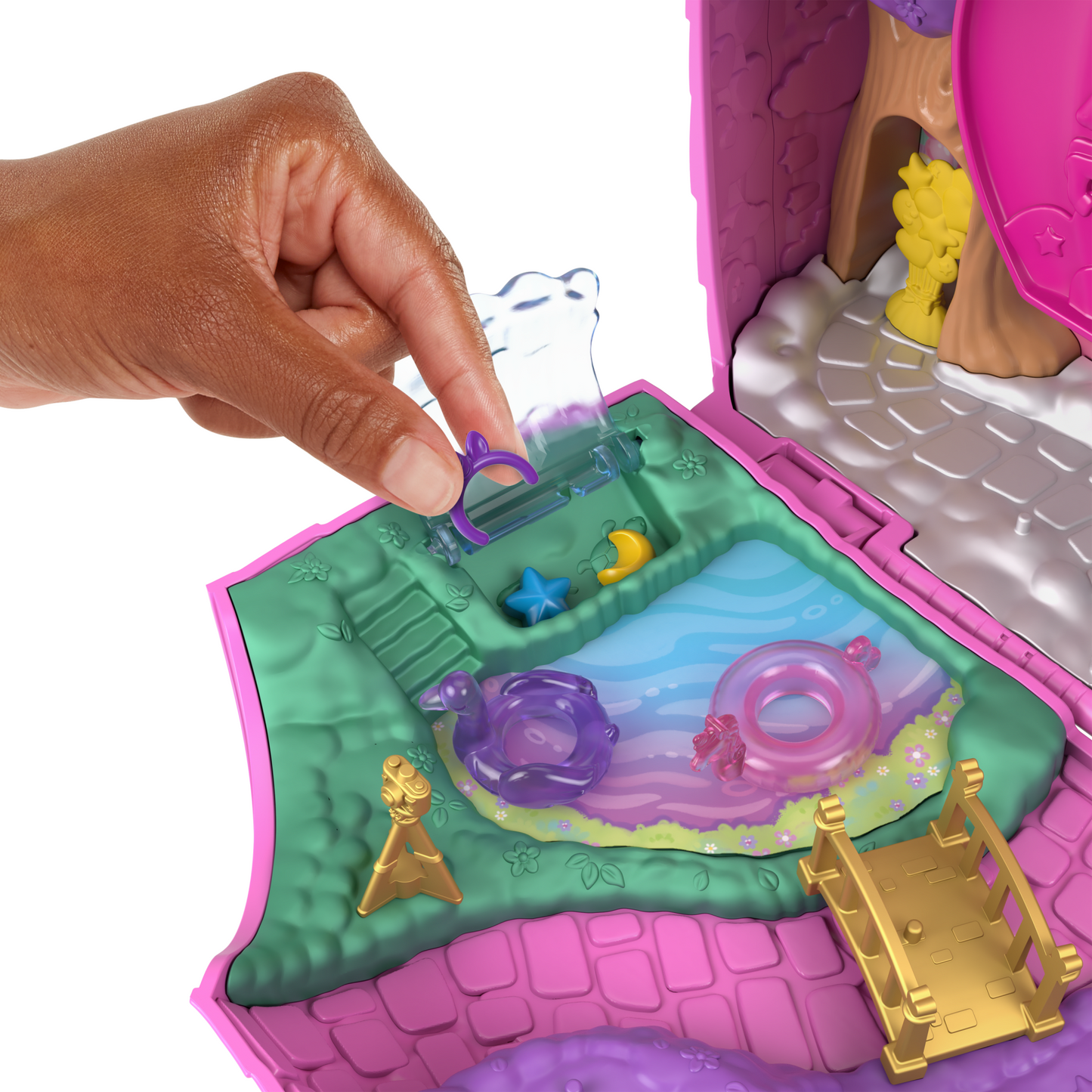 Polly Pocket Unicorn Partyland Playset With 2 Micro Dolls, Pets & 25+ Surprise Accessories, Birthday Celebration With Hot Air Balloon Ride