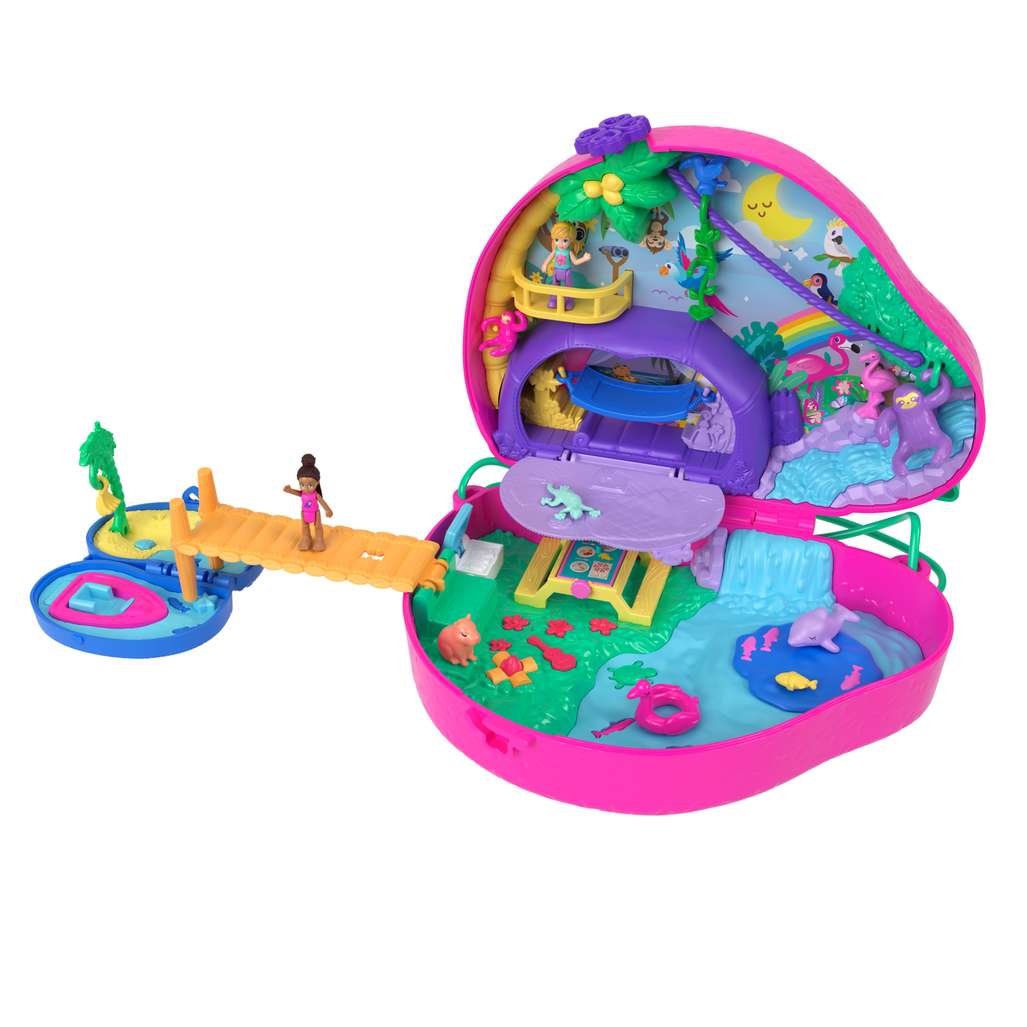 Pollypocket-La Famille des Paresseux-Coffret 2en1, Jouet de Voyage
