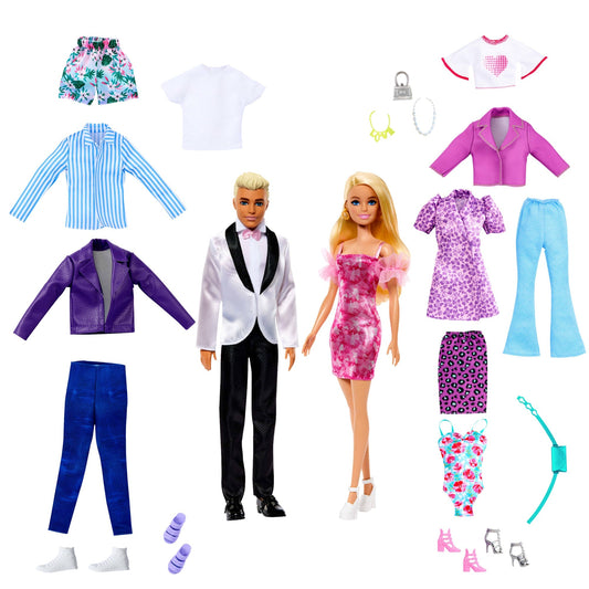 Barbie Doll And Ken Doll Fashion Set With Clothes And Accessories