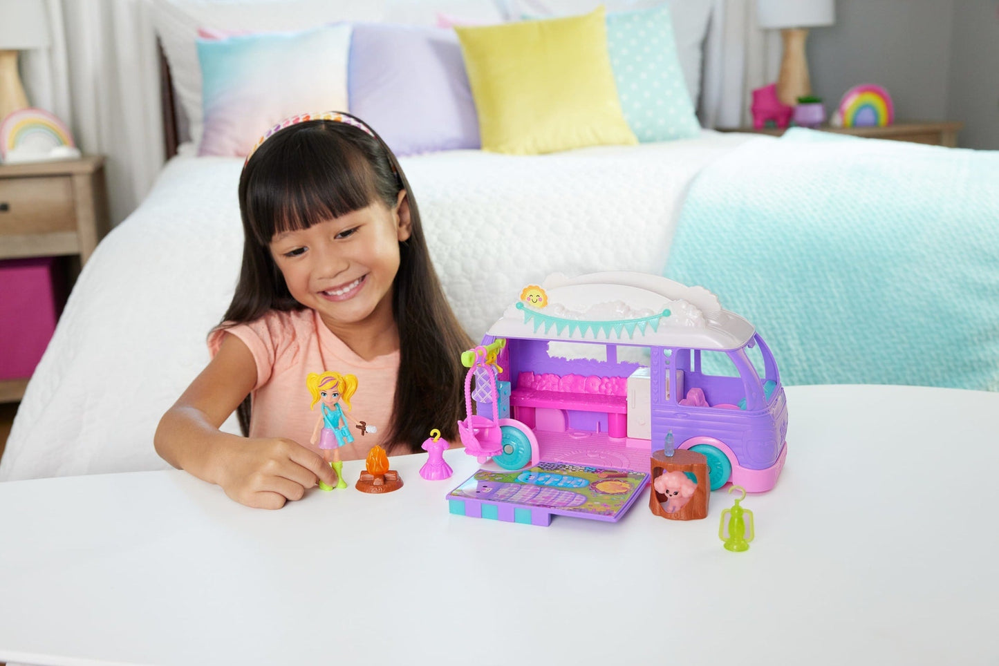 Polly Pocket  Coffret de Jeu  Autocaravane de Camping Glamour
