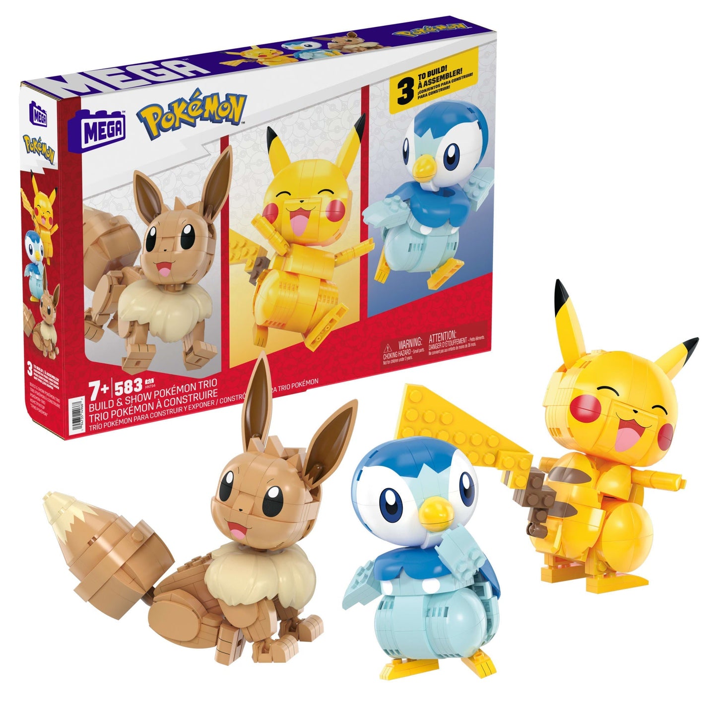Mega  Pokémon  Trio Construction et Présentation, 3Fig., 83Pces