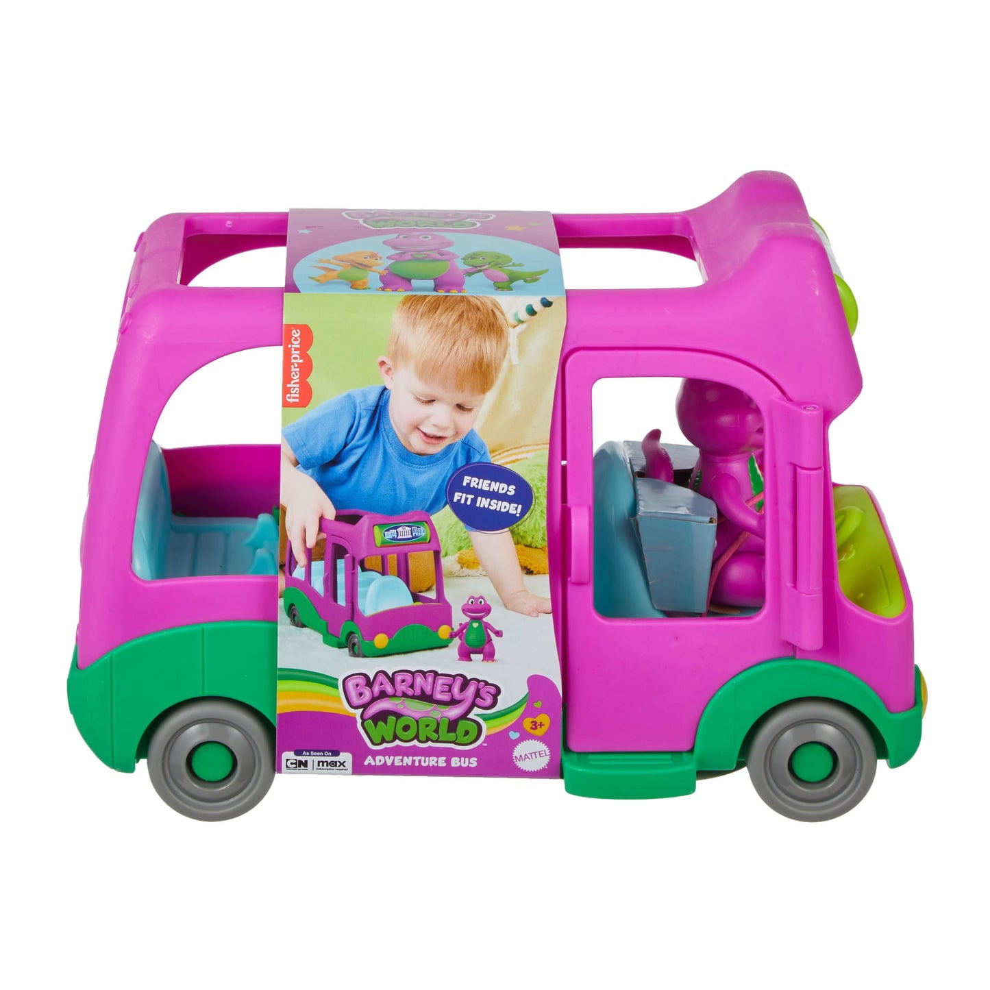 Fisher-Price Barney's World Adventure Bus Push-Along Toy & Barney Figure For Kids, 2 Pieces