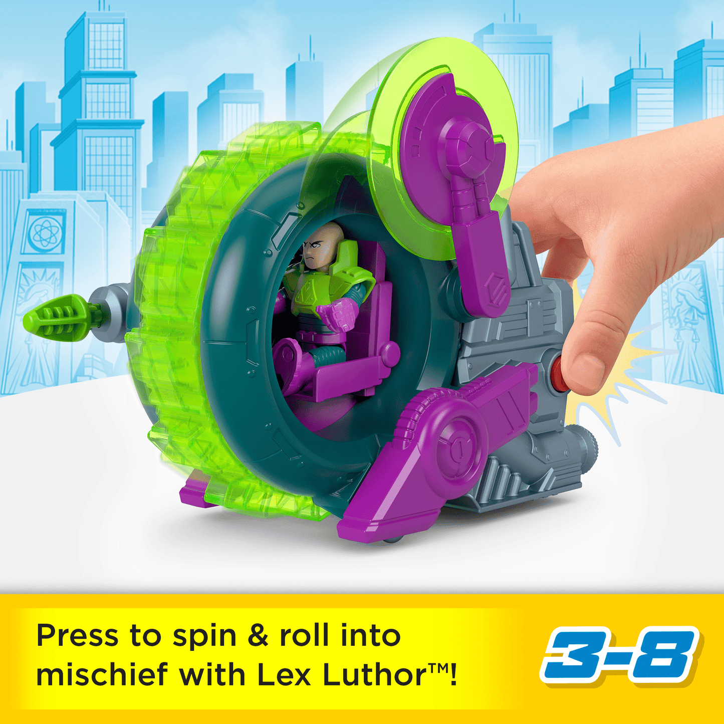 Imaginext DC Super Friends Lex Luthor Spinning Saw Vehicle & Figure Set For Preschool Kids