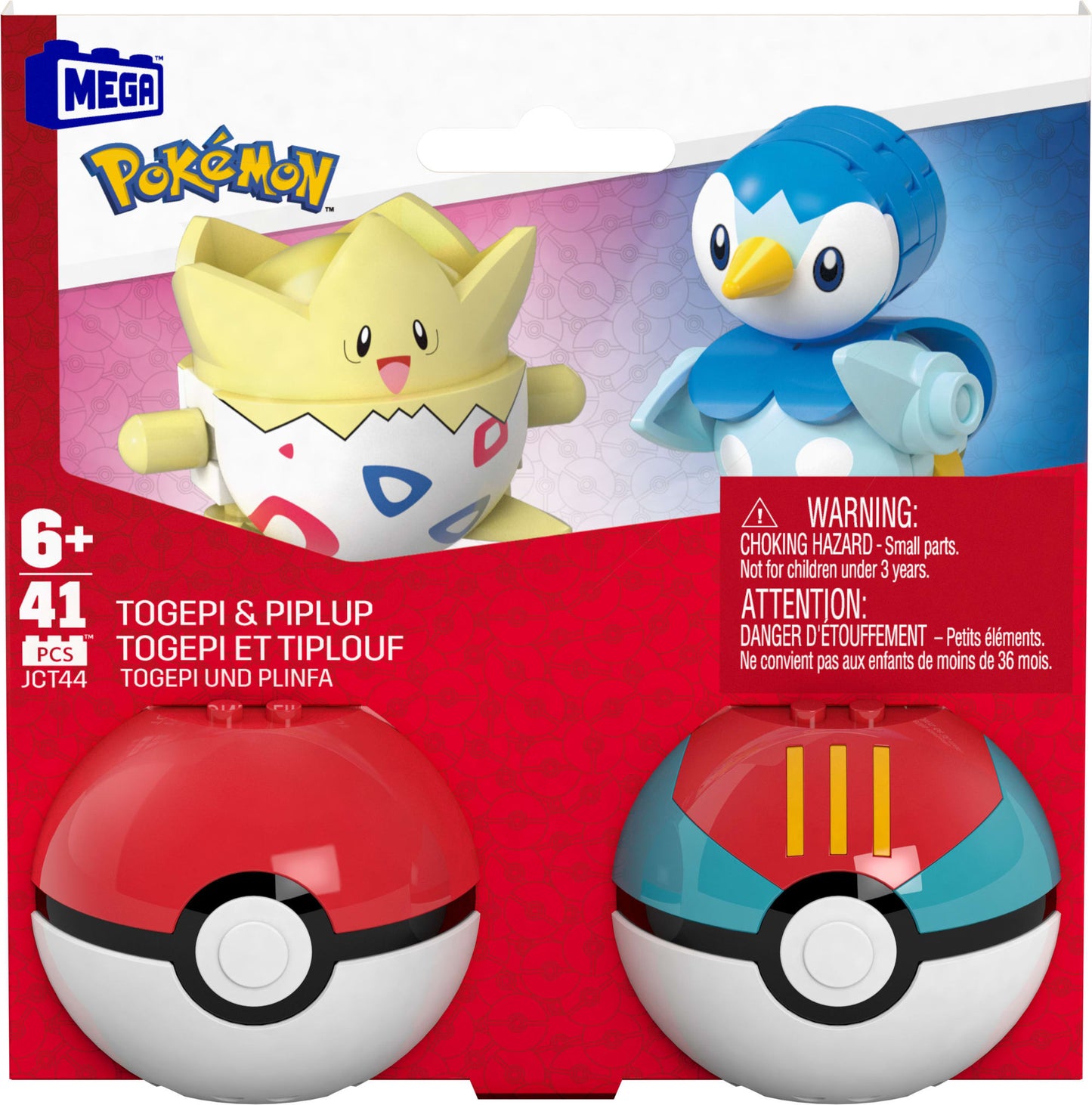 Mega-Coffret Pokémon Togepi et Tiplouf-Avec 2Poké Balls et 41Pièces