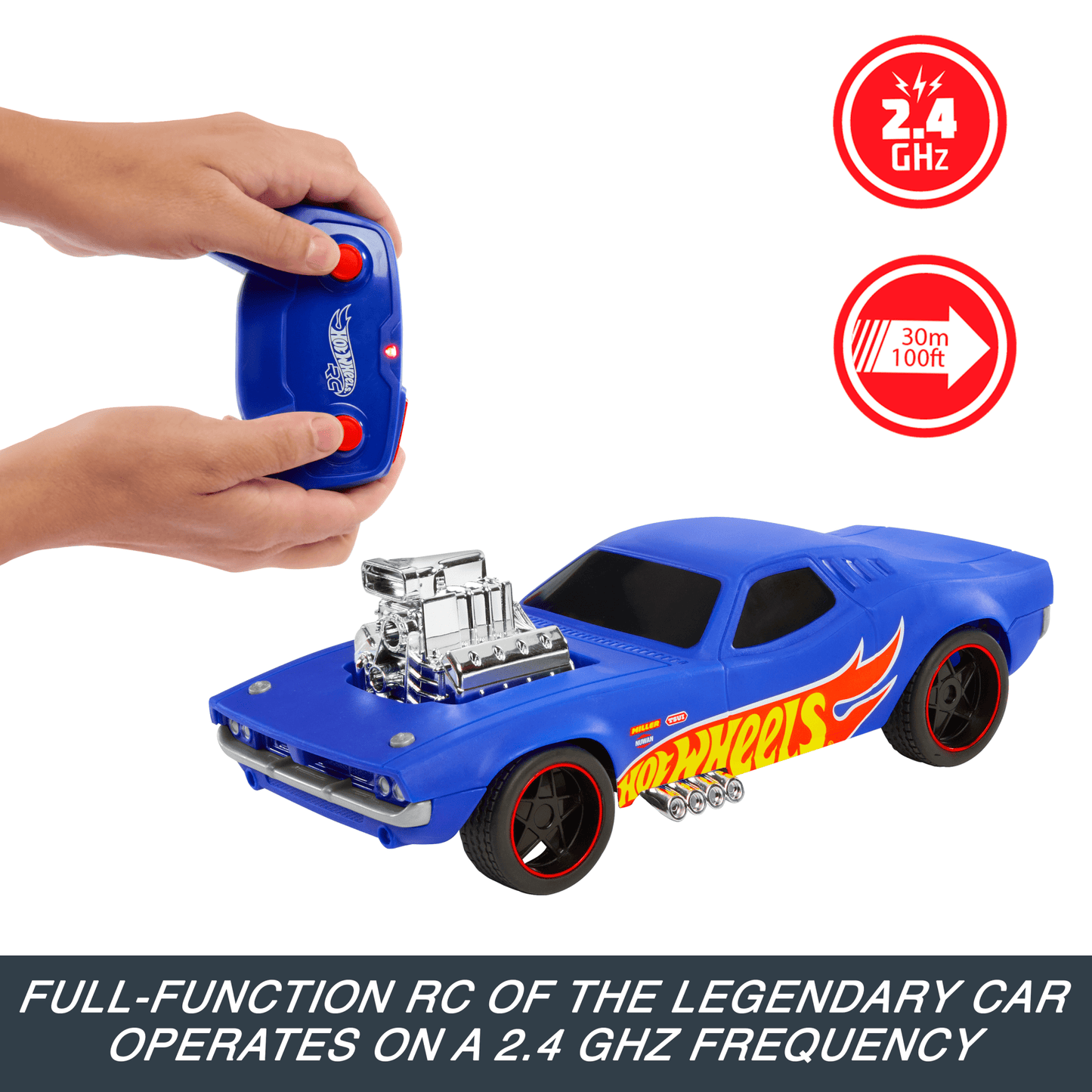 Hot Wheels 1:16 Scale RC Rodger Dodger USB-Rechargeable Toy Car, Battery-Operated Remote Control
