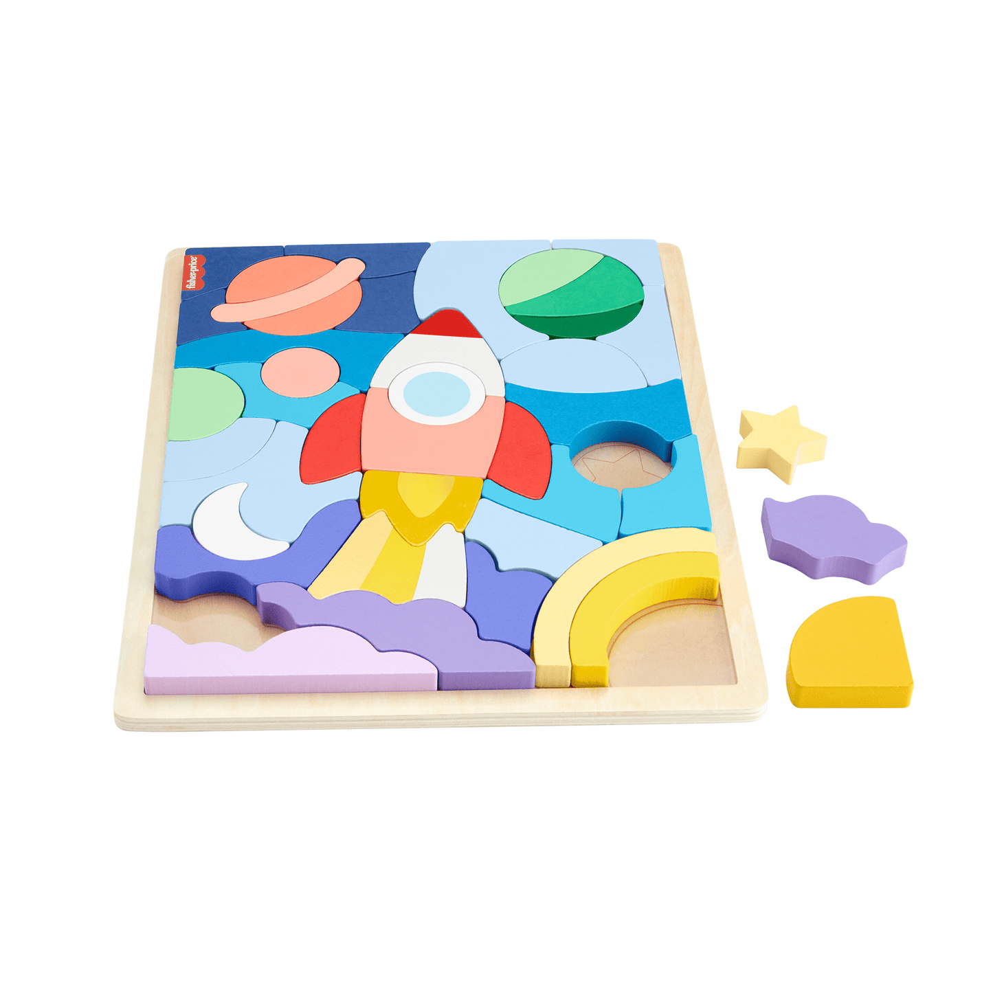 Fisher-Price  Casse-Tête de L’Espace en Bois, 42Éléments en Bois