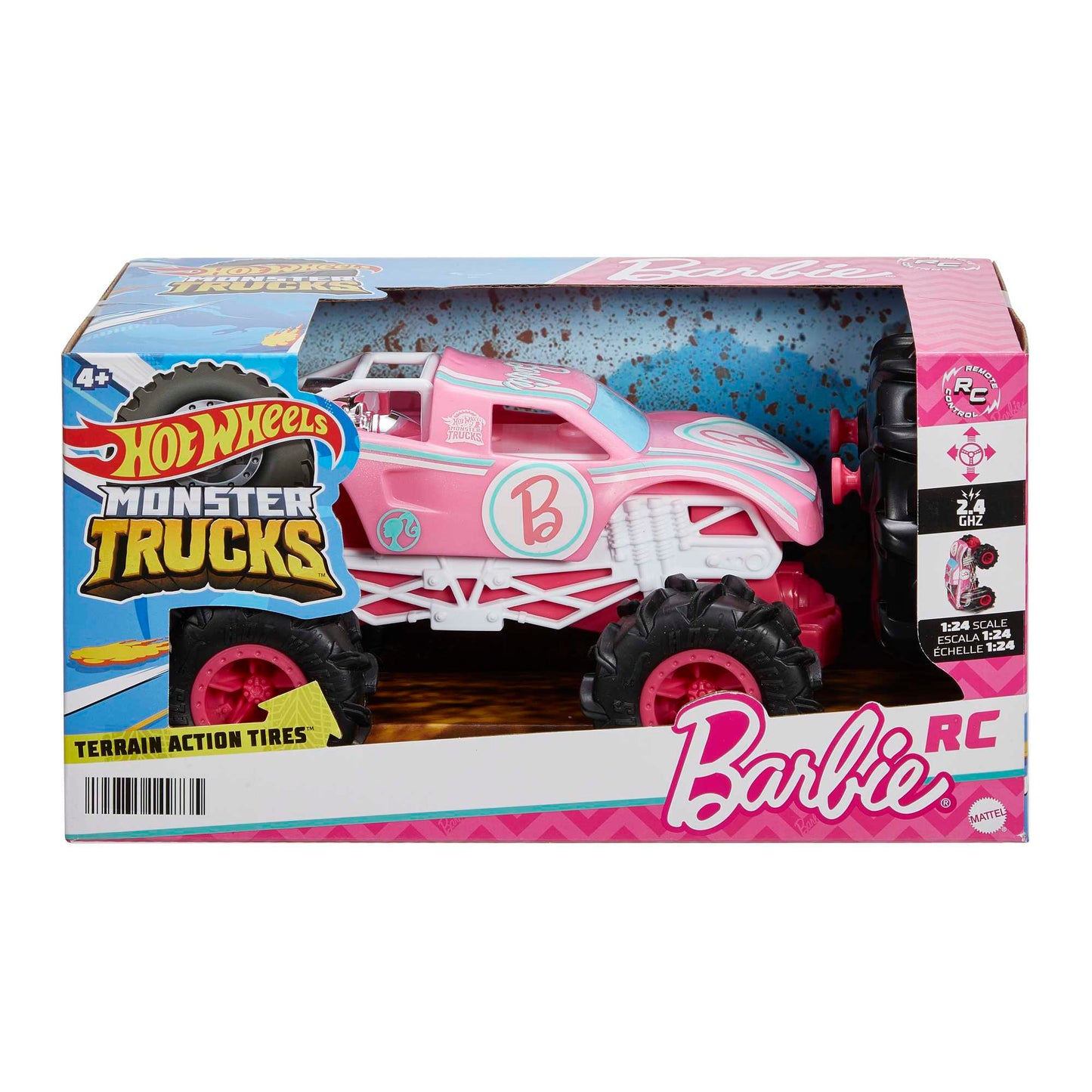 Hot Wheels Monster Trucks Vehículo a Control Remoto Barbie Escala 1:24