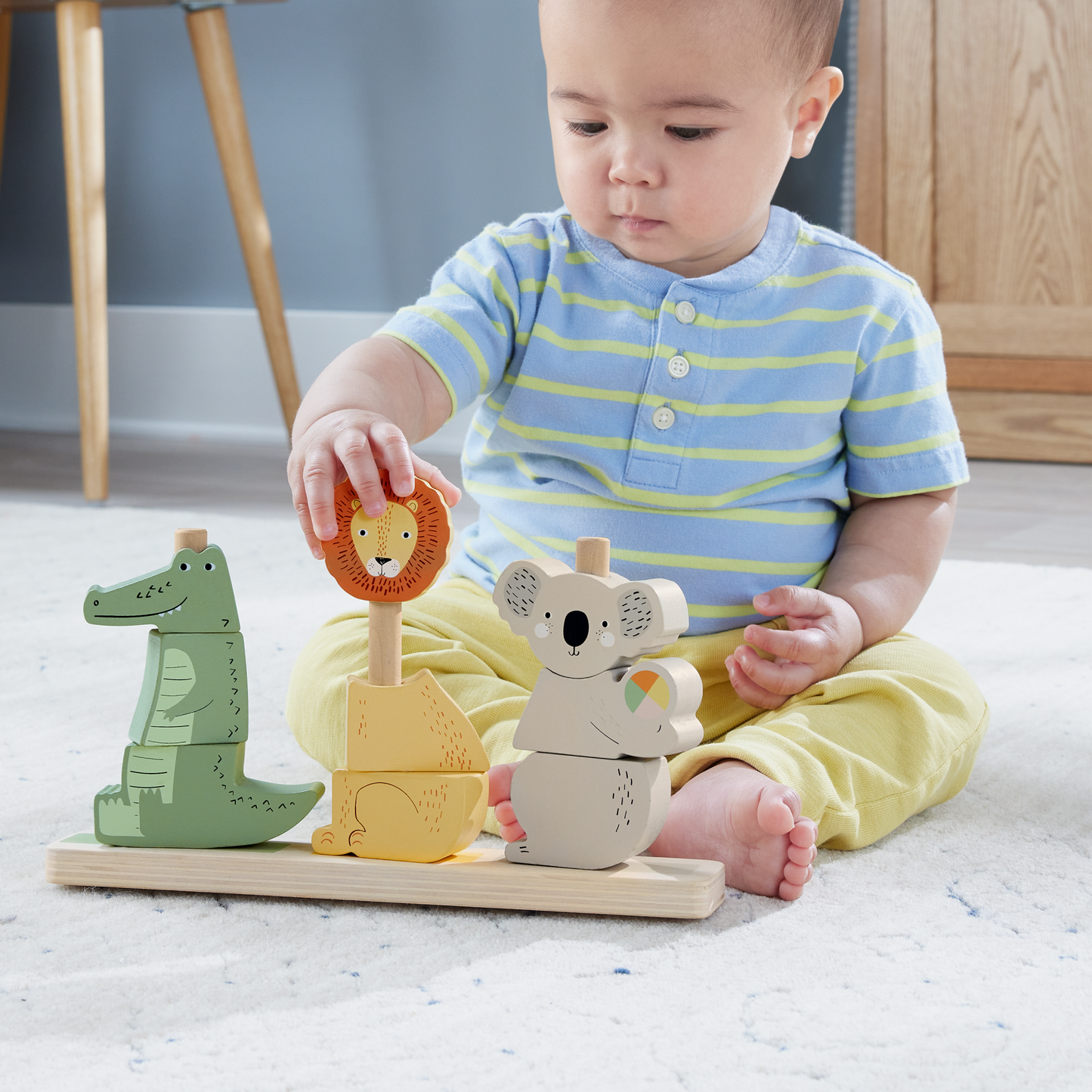 Fisher-Price Brinquedo para Bebês Animais Empilháveis de Madeira