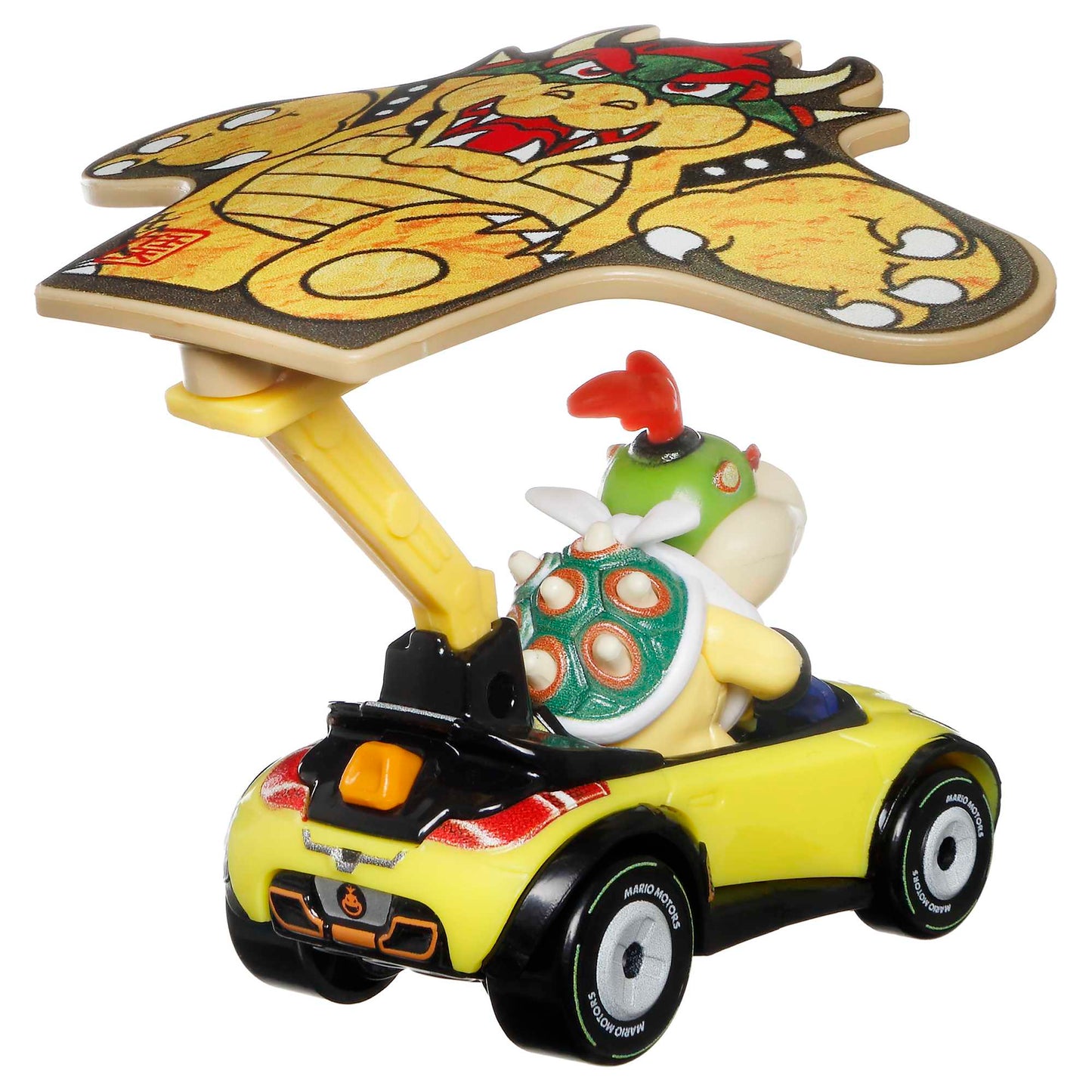 Hot Wheels Mario Kart Vehículo de Juguete Bowser Jr Sports Coupe con Bowser Kite