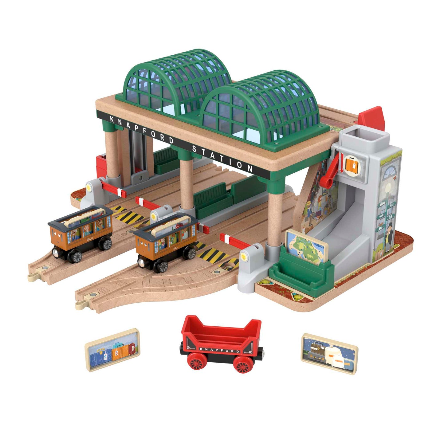 Fisher-Price Thomas et ses Amis Piste en Bois Coffret de Jeu Ramassage de Passagers à La Gare des Quatre Vents