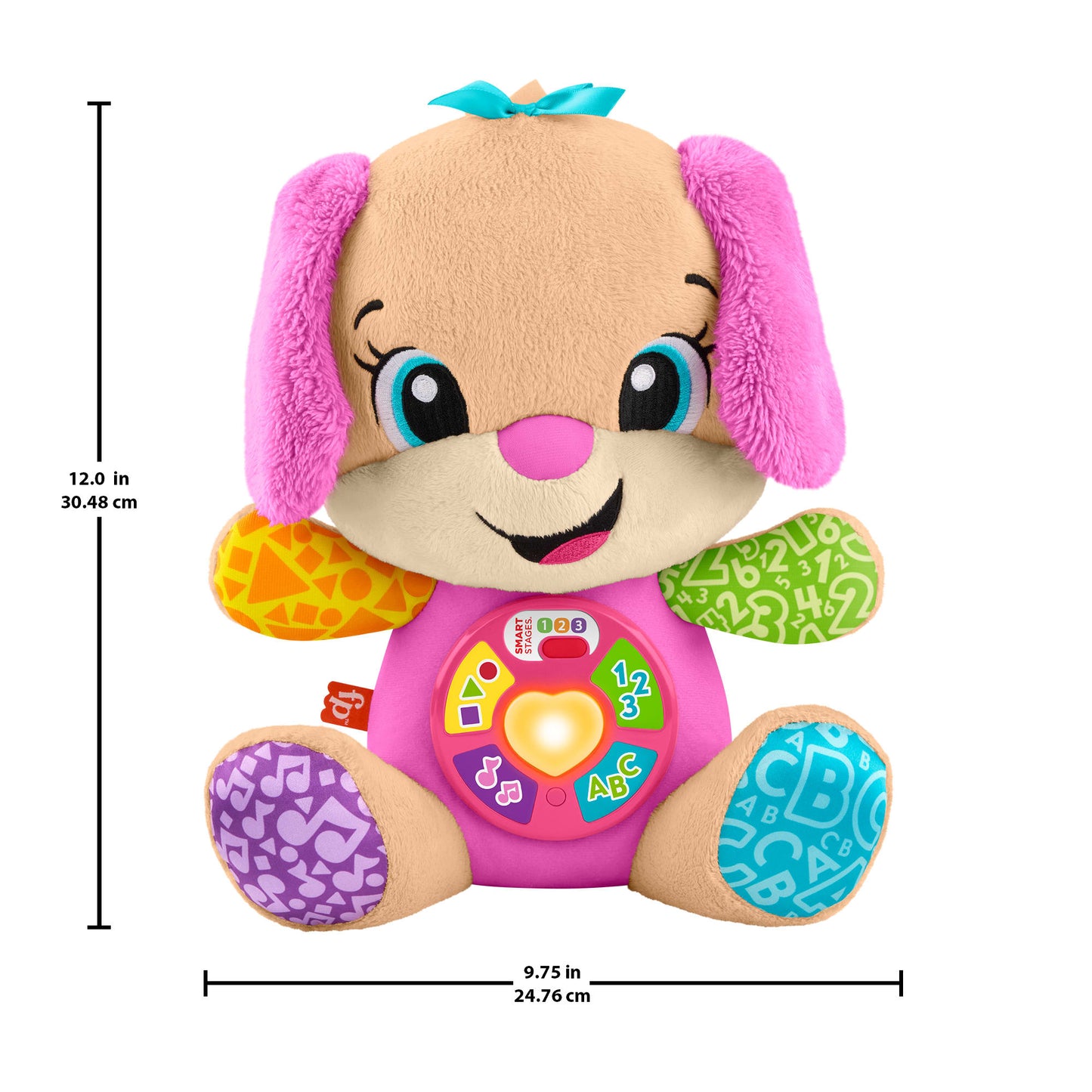 Fisher-Price Laugh & Learn Smart Stages Sis Pink Plush Baby Musical Learning Toy, Multilanguage Version