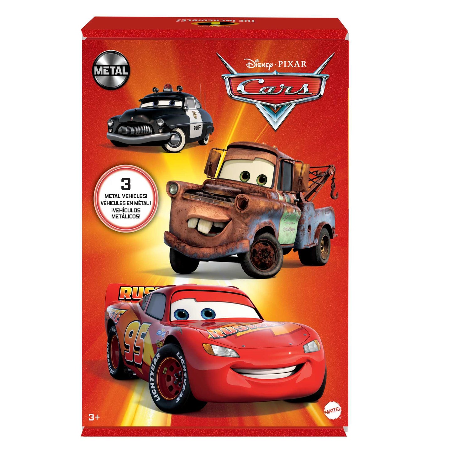 Cars de Disney y Pixar Diecast Vehículo de Juguete Paquete de 3 Personajes