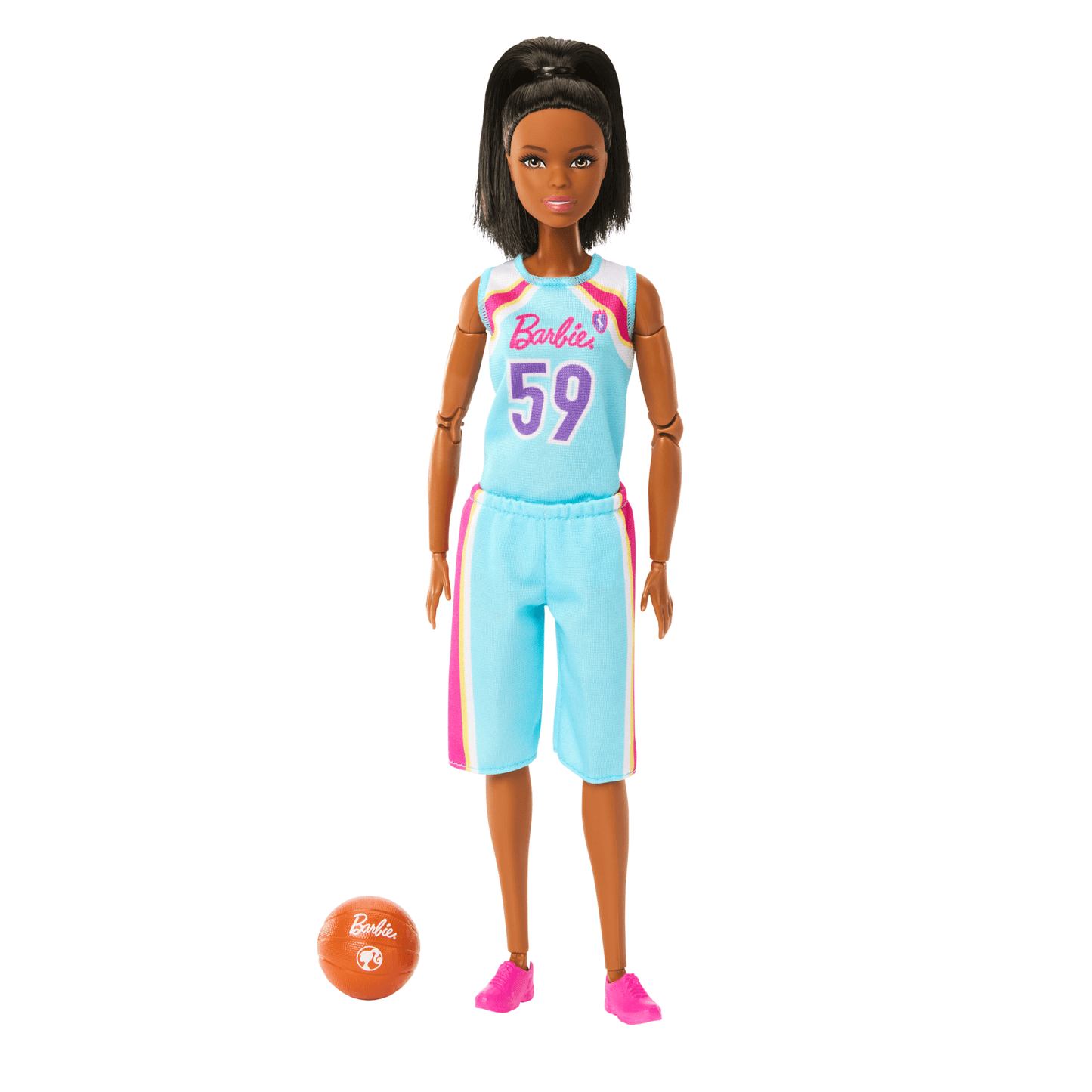 Barbie Made To Move Basketball Player Doll & Accessories, Brunette Doll Wearing Uniform With Ball